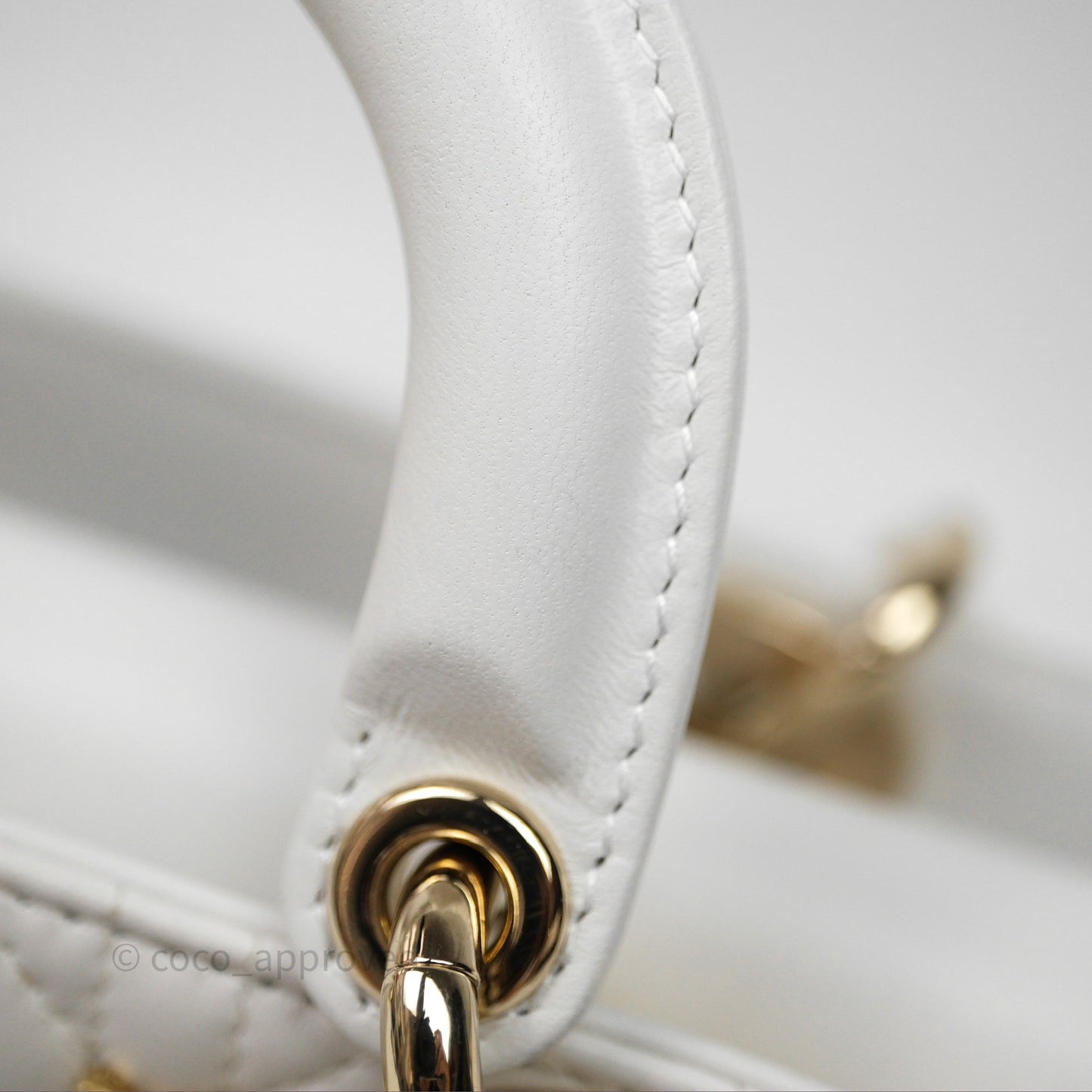 Christian Dior Medium Lady D-Joy Bag Butterfly White Lambskin Cannage Gold Hardware