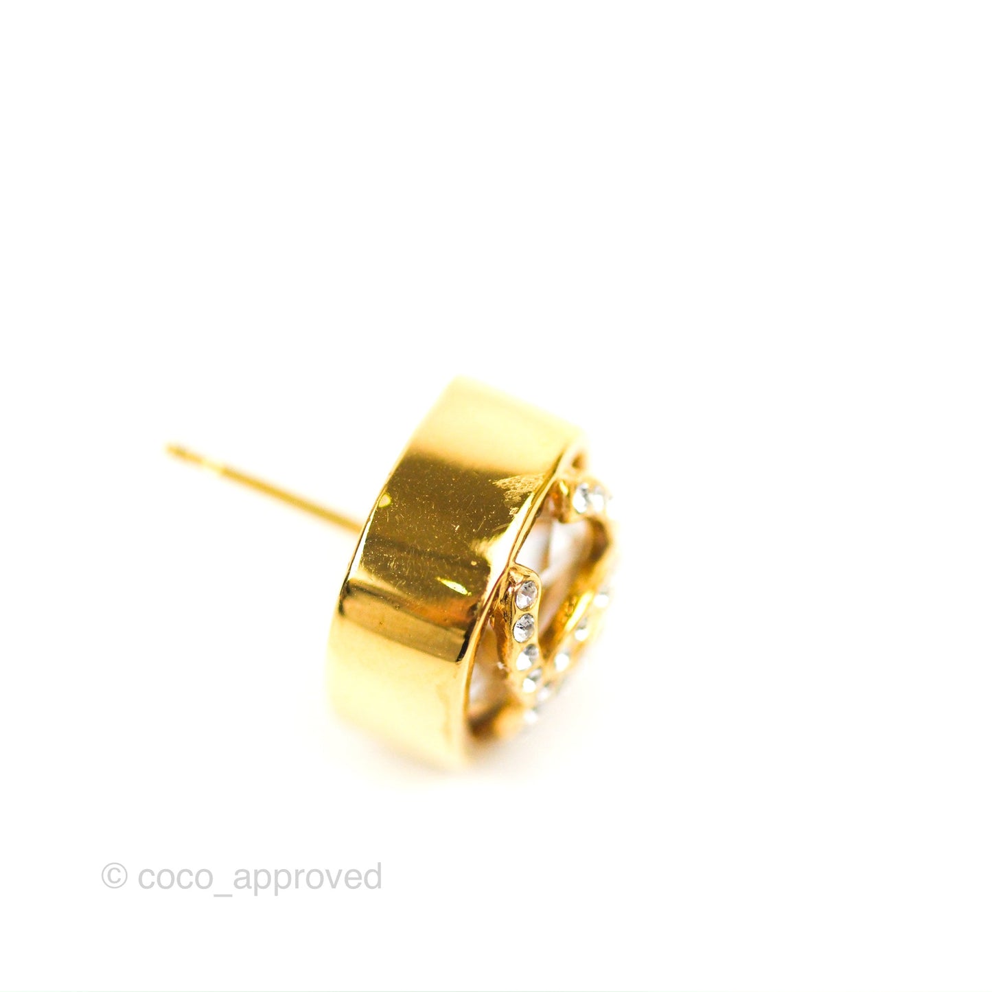 Chanel 21C Square Crystal Earrings Gold Tone