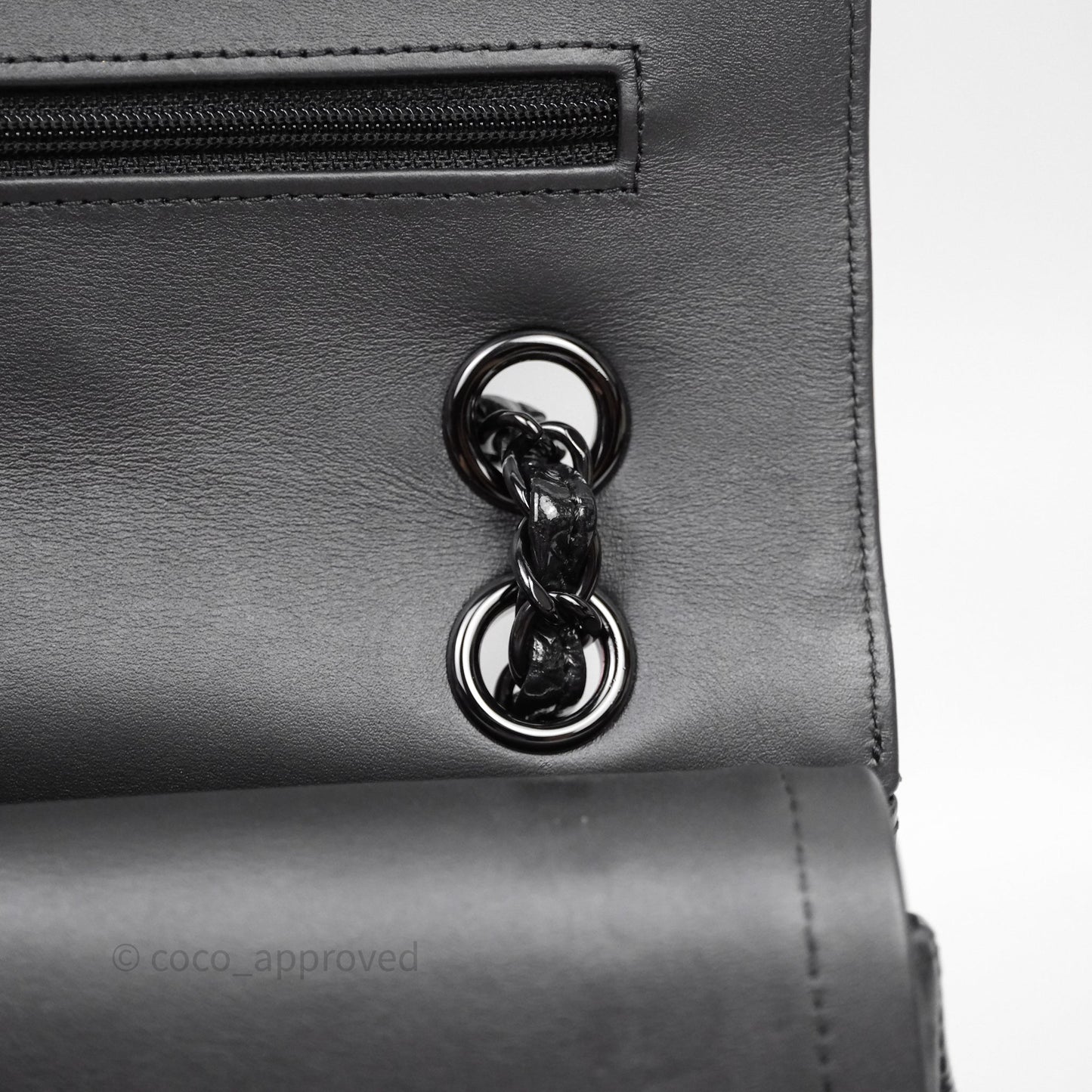 Chanel Classic Chevron M/L Medium Double Flap So Black Patent Calfskin