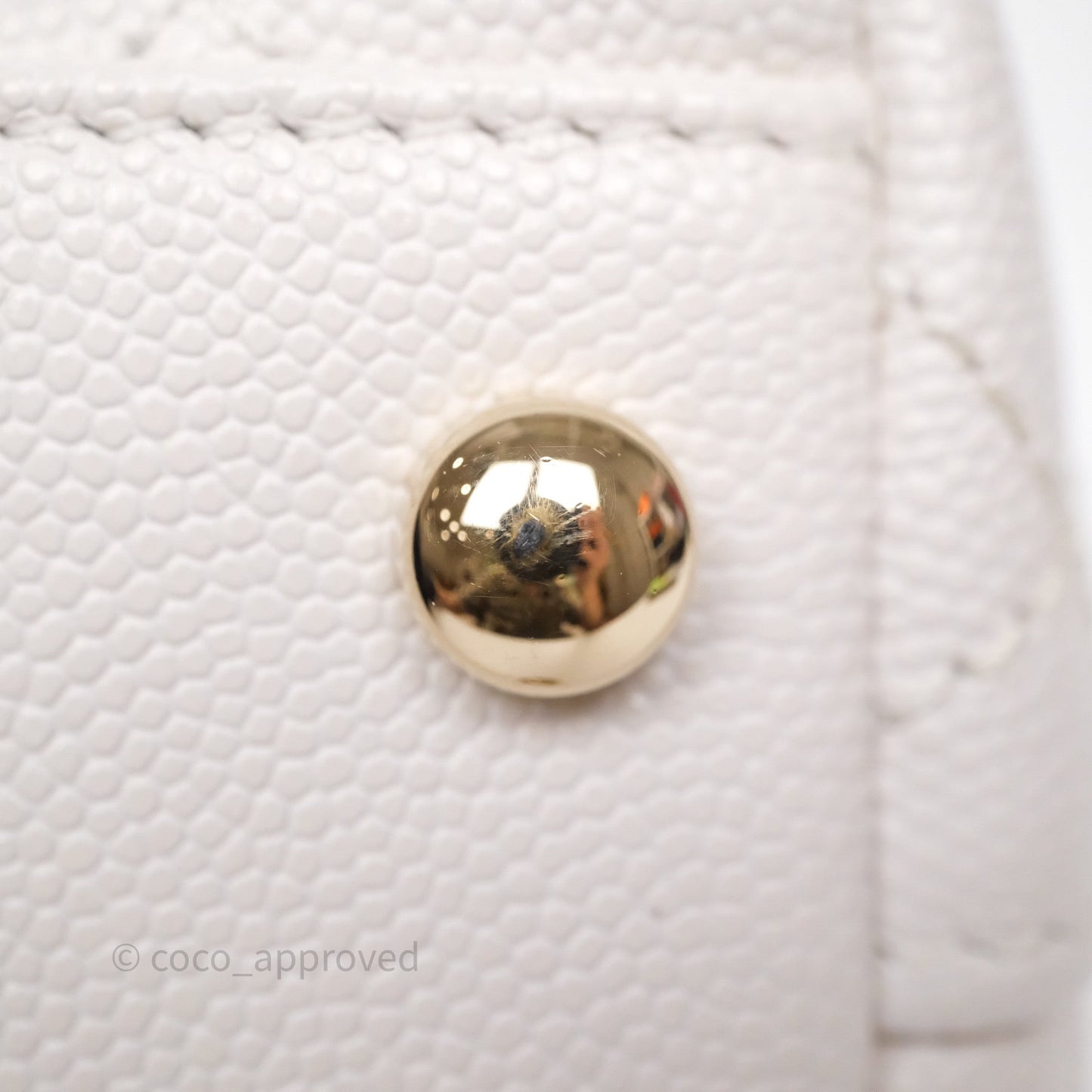 Chanel Mini Coco Handle Quilted Ivory White Caviar Gold Hardware