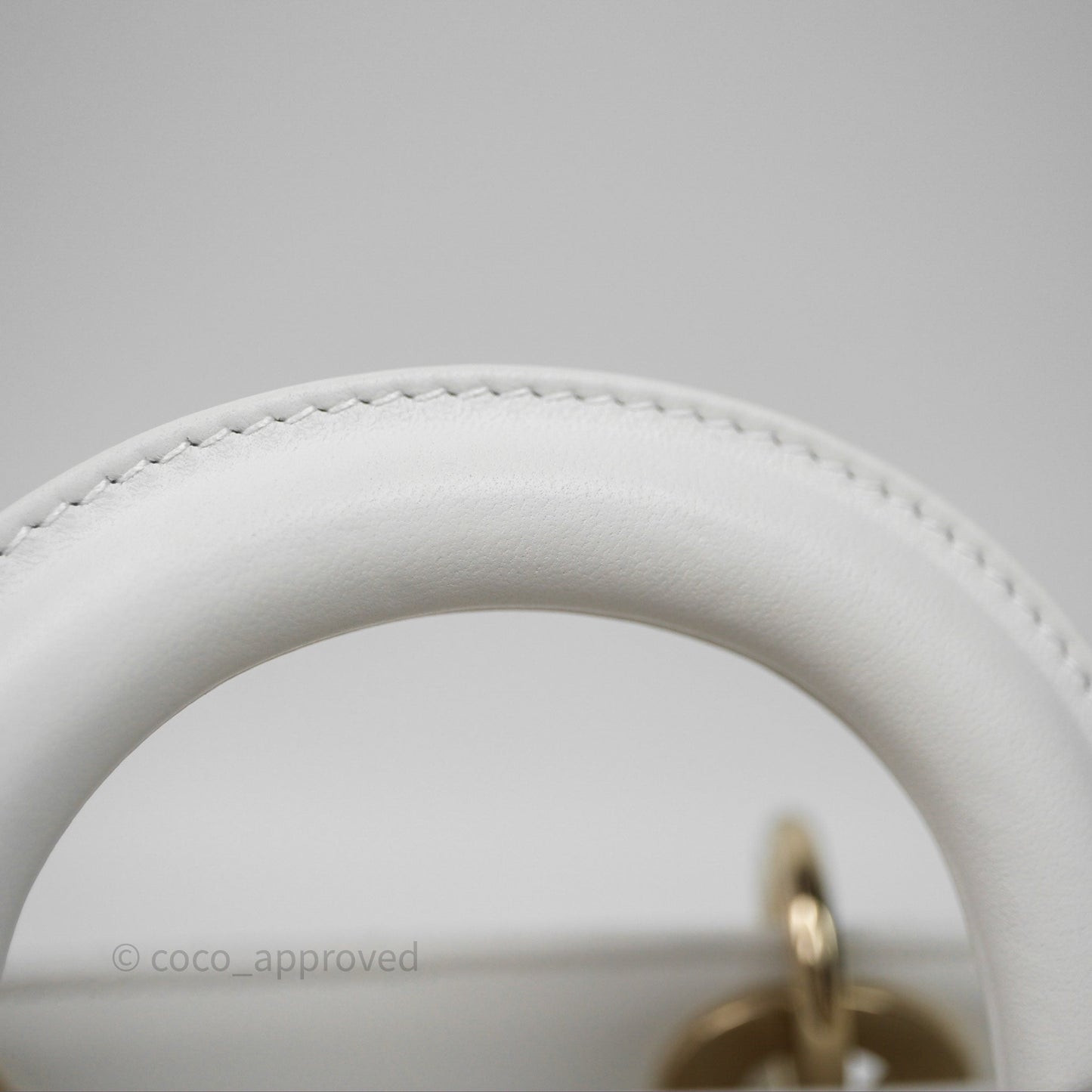 Christian Dior Medium Lady D-Joy Bag Butterfly White Lambskin Cannage Gold Hardware
