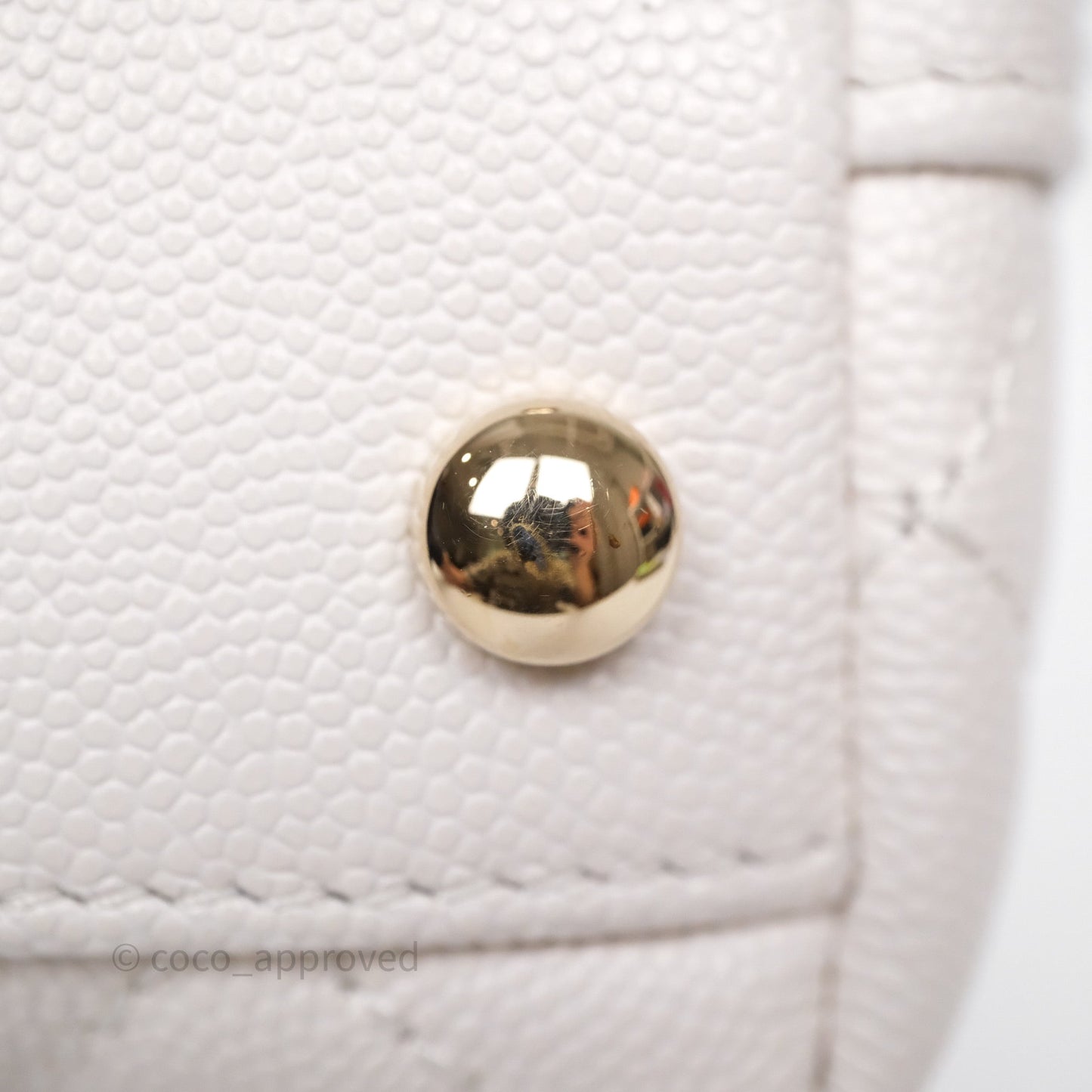 Chanel Mini Coco Handle Quilted Ivory White Caviar Gold Hardware
