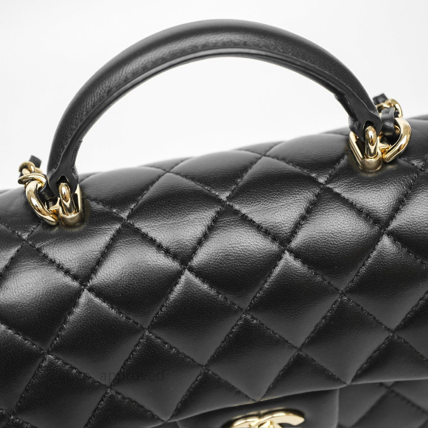 Chanel Top Handle Mini Rectangular Flap Black Lambskin Gold Hardware
