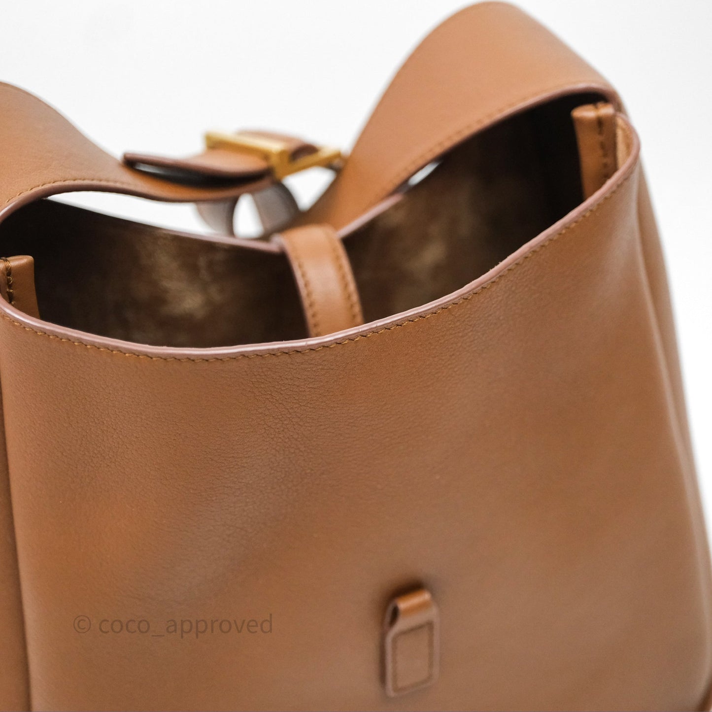 Saint Laurent LE 5 à 7 Supple Small Brown Grained Leather Gold Hardware