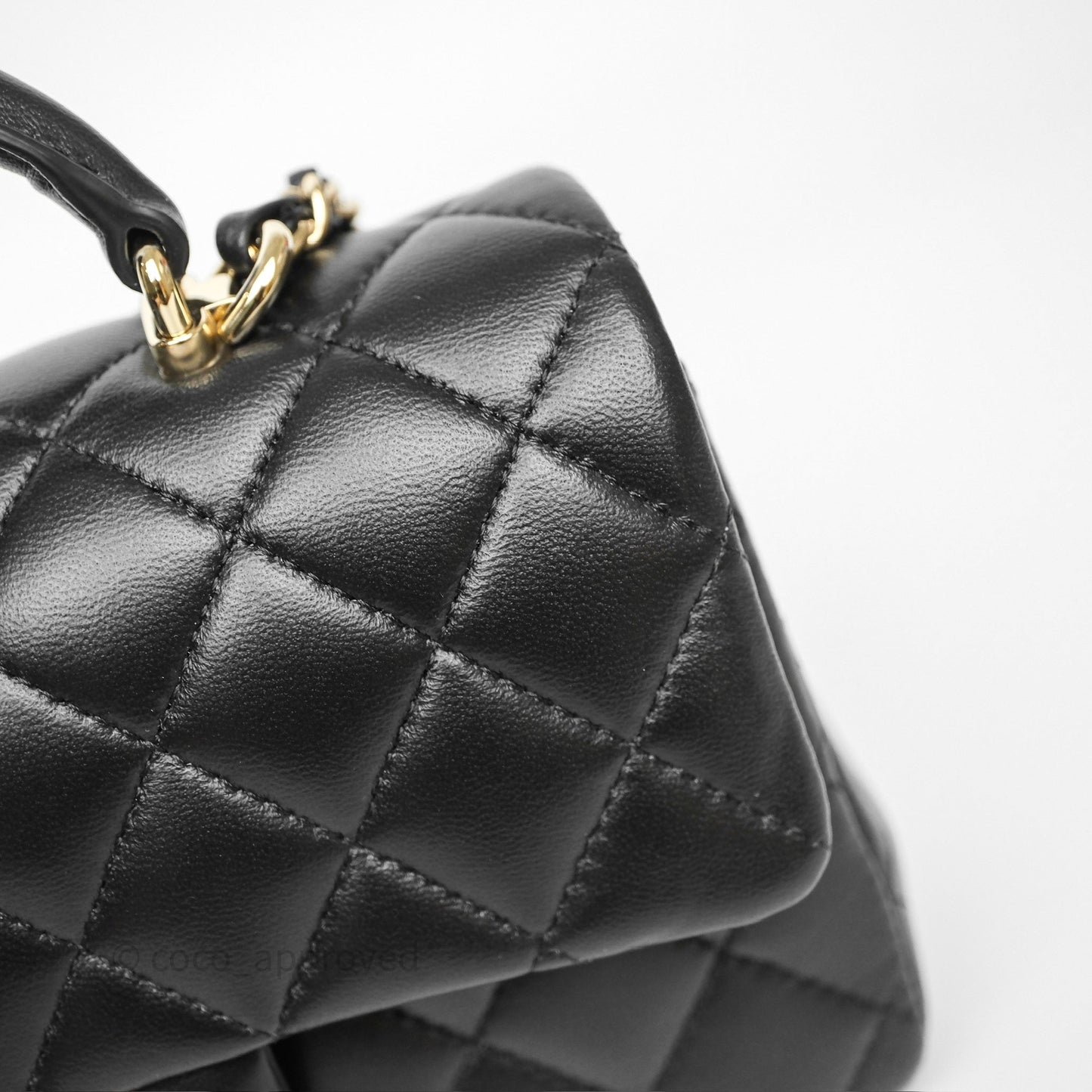 Chanel Top Handle Mini Rectangular Flap Black Lambskin Gold Hardware