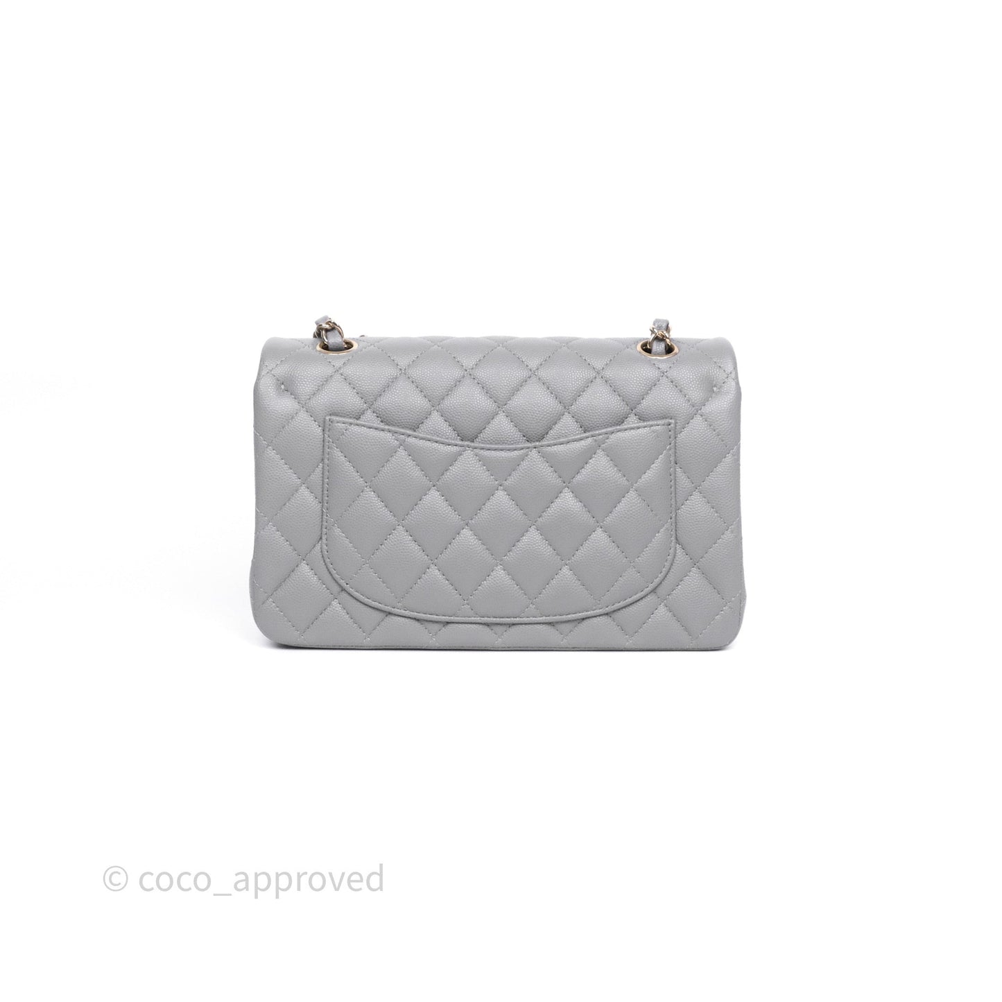 Chanel Small Classic Flap Quilted Grey Caviar Gold Hardware 20C