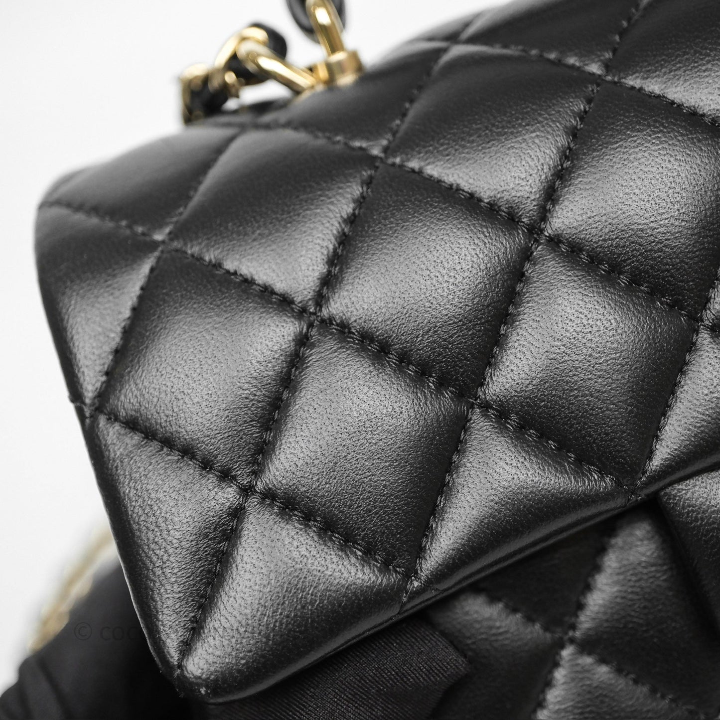 Chanel Top Handle Mini Rectangular Flap Black Lambskin Gold Hardware
