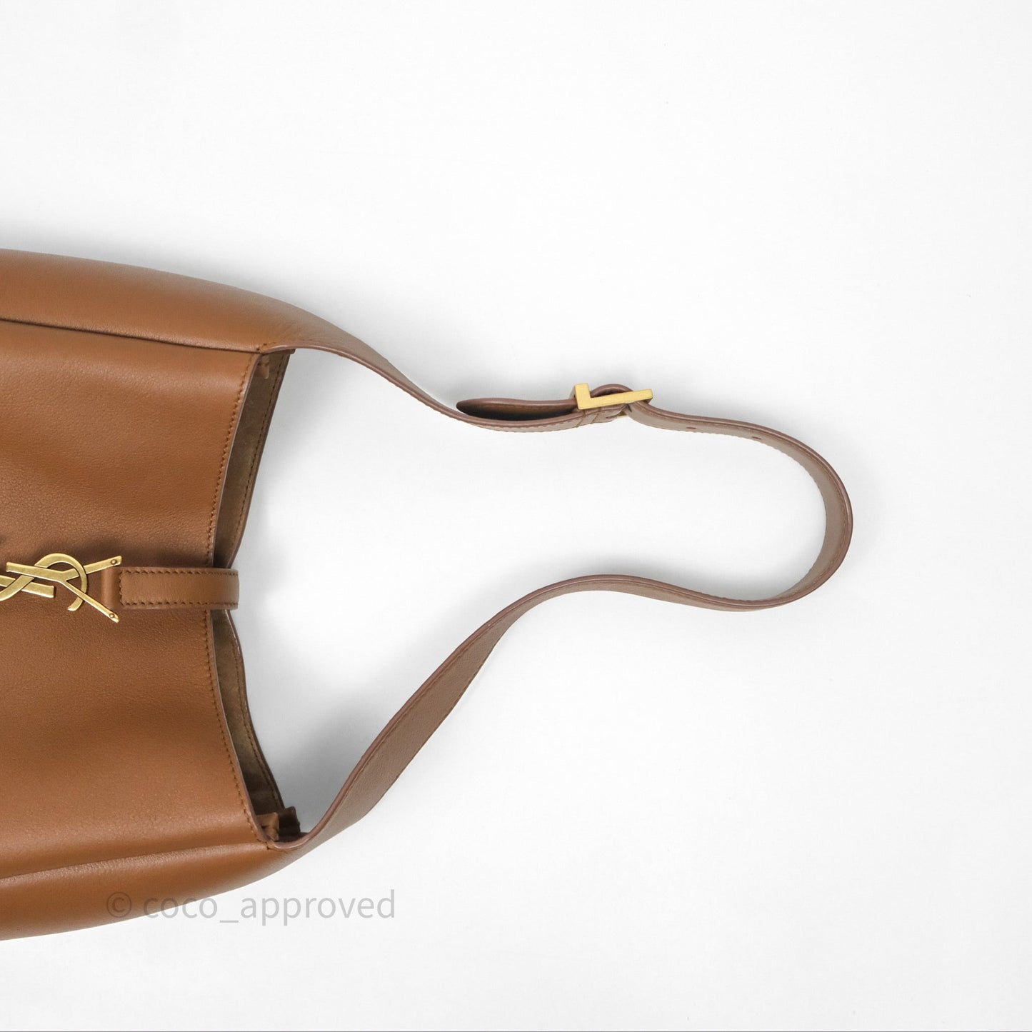 Saint Laurent LE 5 à 7 Supple Small Brown Grained Leather Gold Hardware