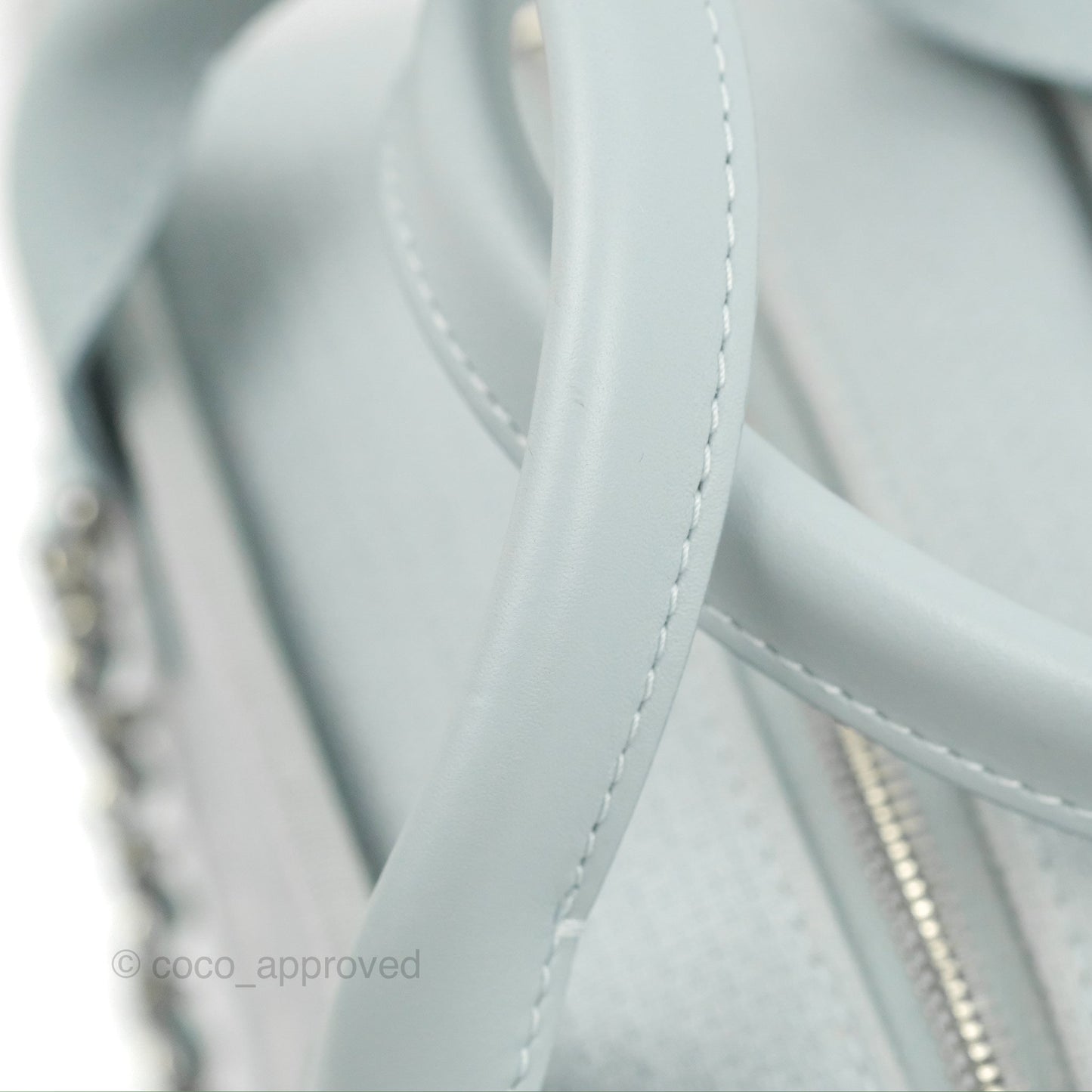 Chanel Deauville Bowling Bag Light Blue Silver Hardware 22c