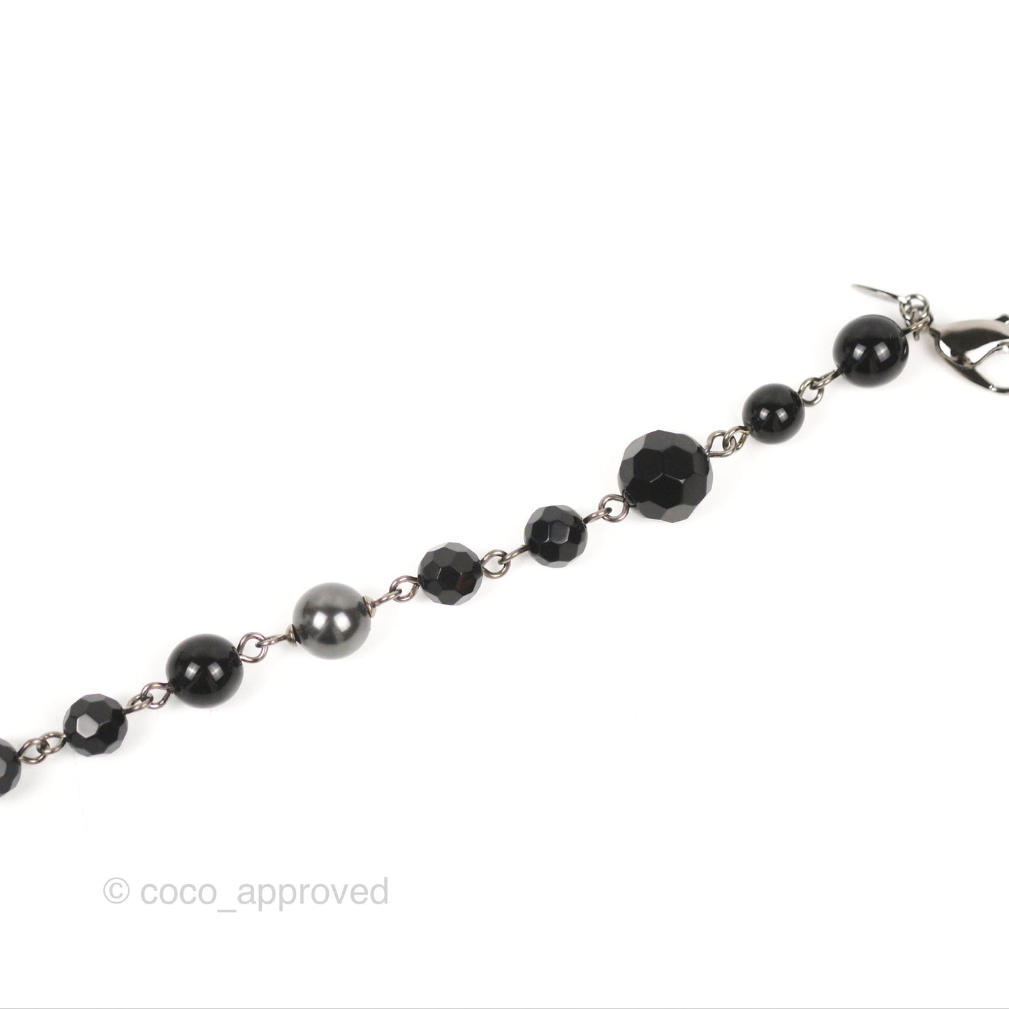 Chanel CC Bead Pendant Bracelet Gun Metal Tone 10V
