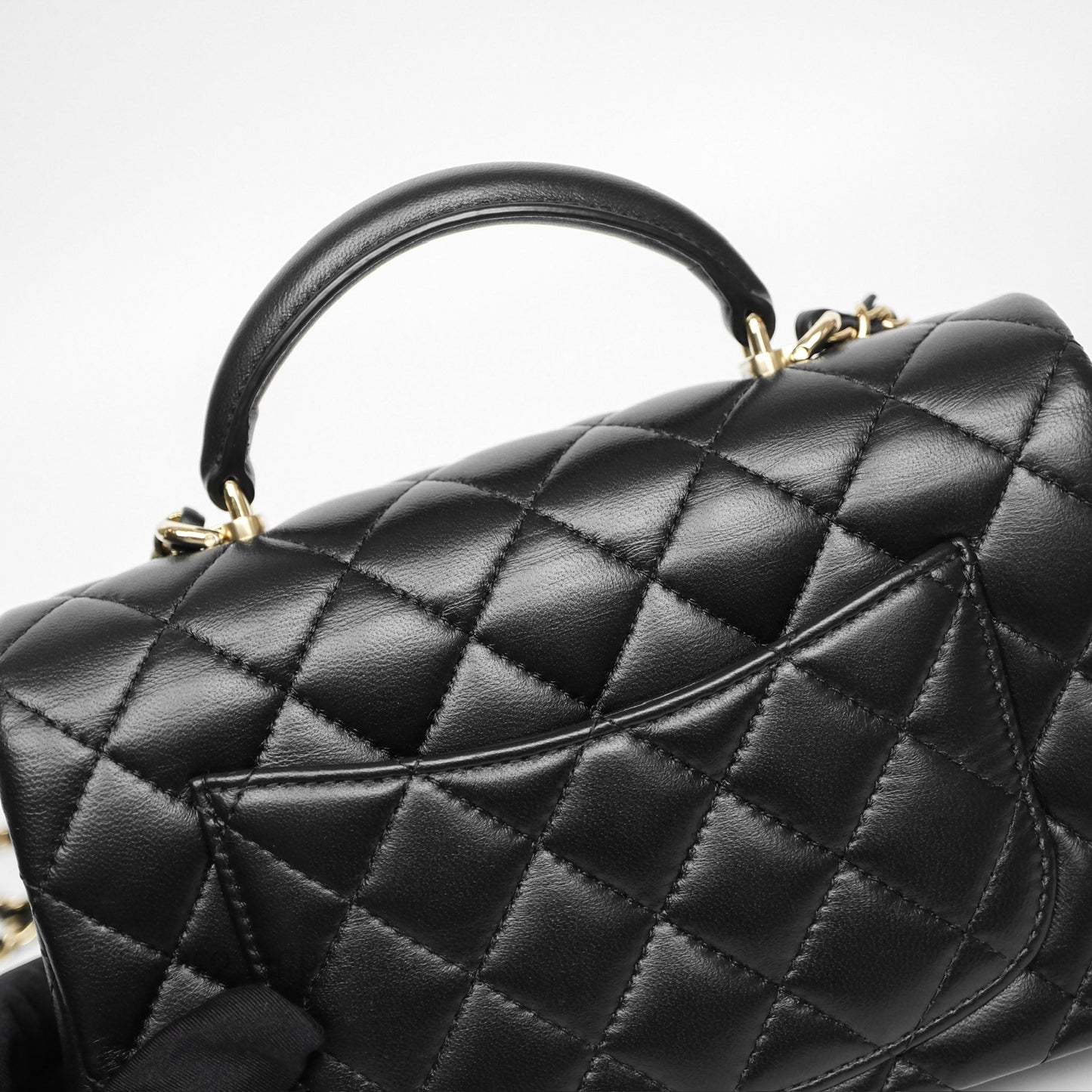 Chanel Top Handle Mini Rectangular Flap Black Lambskin Gold Hardware