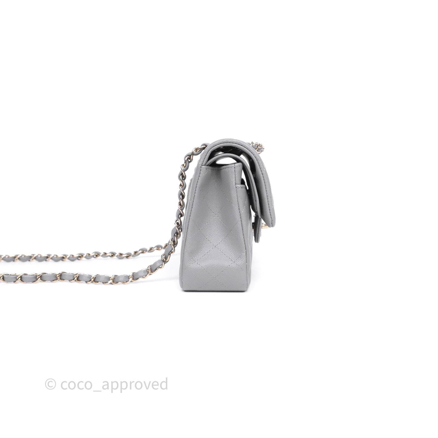 Chanel Small Classic Flap Quilted Grey Caviar Gold Hardware 20C