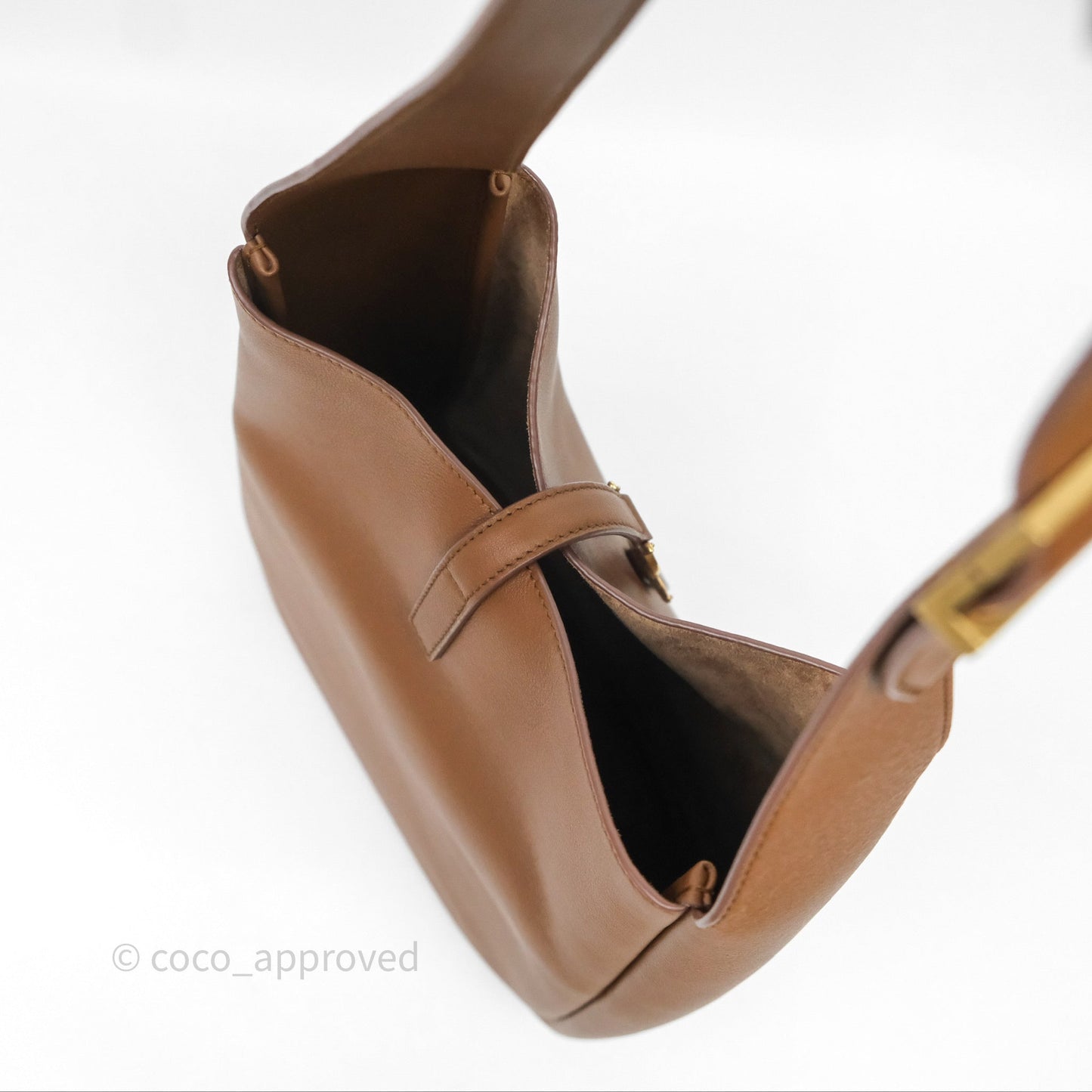 Saint Laurent LE 5 à 7 Supple Small Brown Grained Leather Gold Hardware