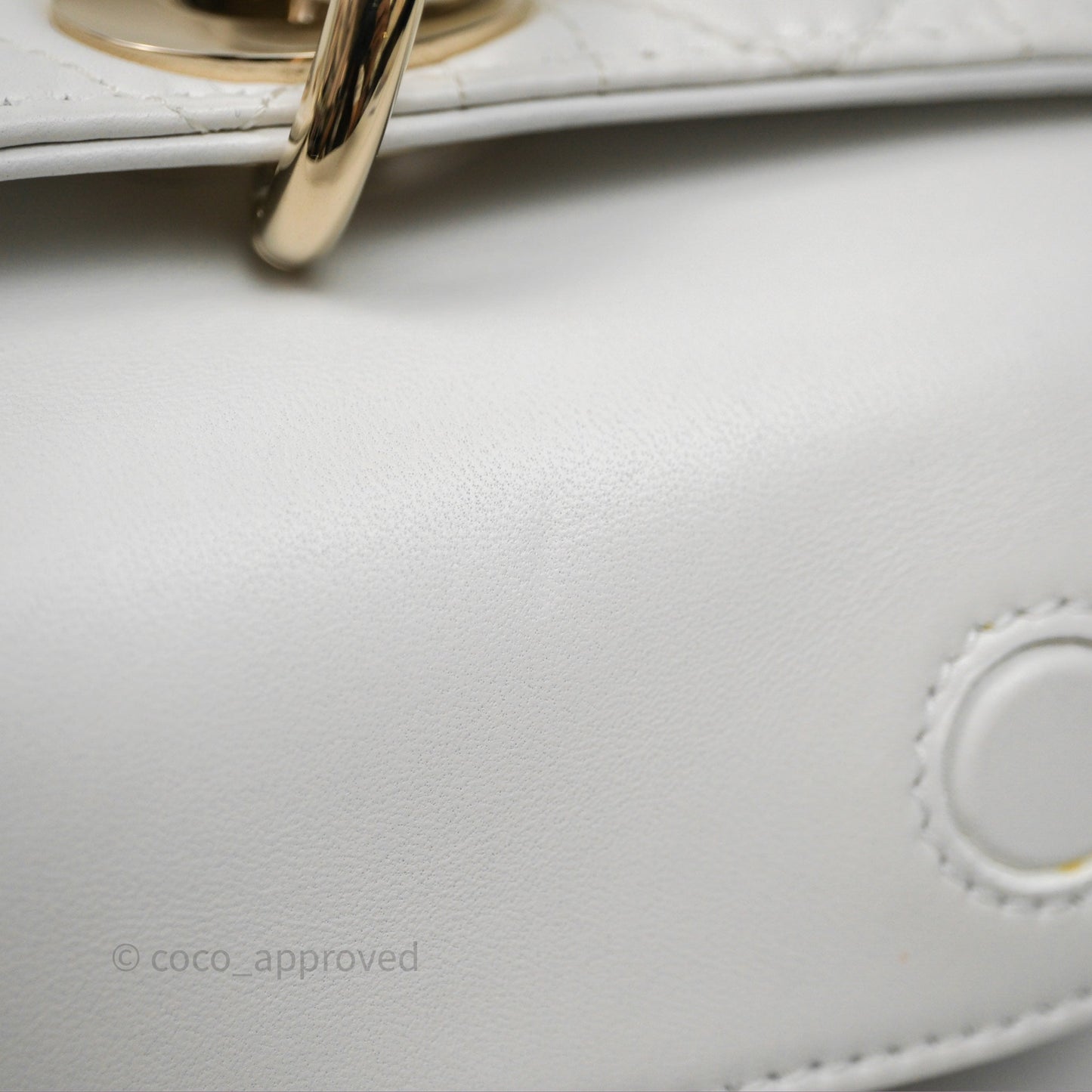 Christian Dior Medium Lady D-Joy Bag Butterfly White Lambskin Cannage Gold Hardware
