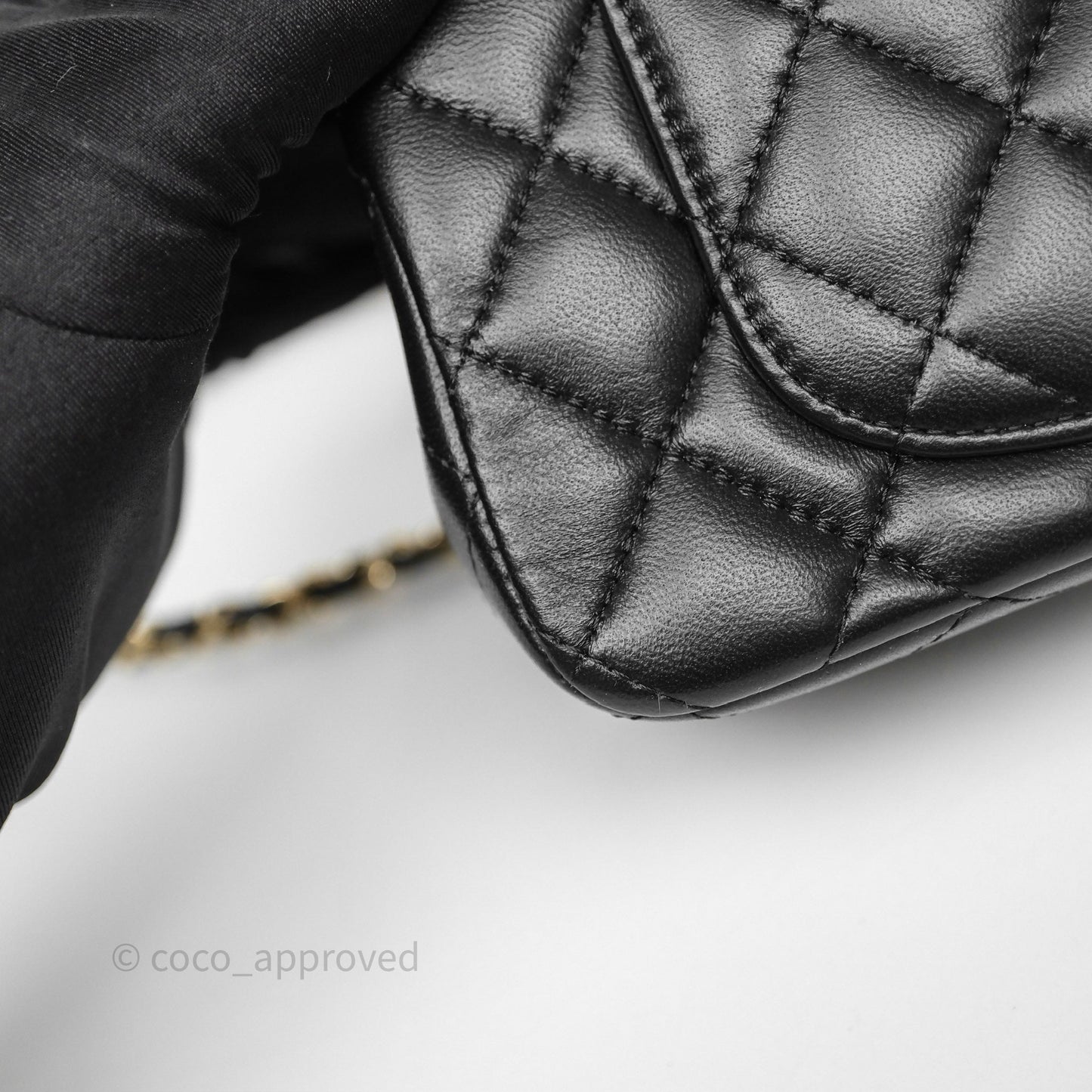 Chanel Top Handle Mini Rectangular Flap Black Lambskin Gold Hardware