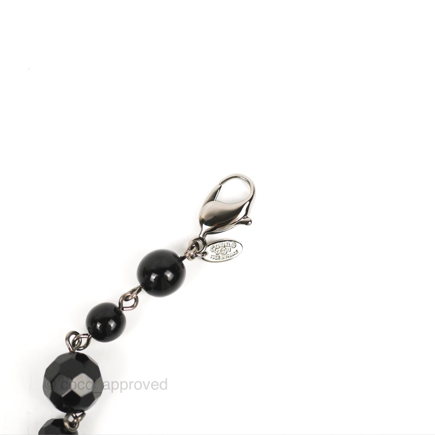 Chanel CC Bead Pendant Bracelet Gun Metal Tone 10V