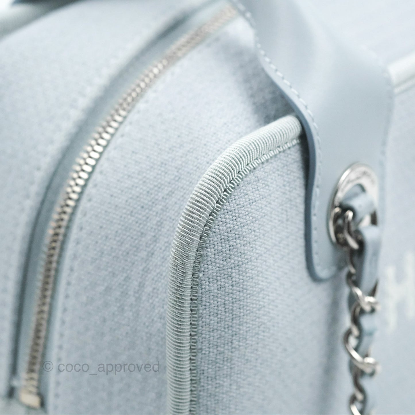 Chanel Deauville Bowling Bag Light Blue Silver Hardware 22c