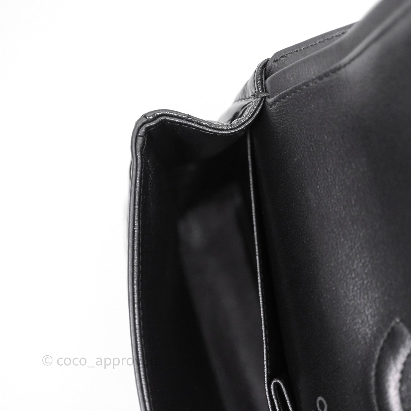 Chanel Classic Chevron M/L Medium Double Flap So Black Patent Calfskin