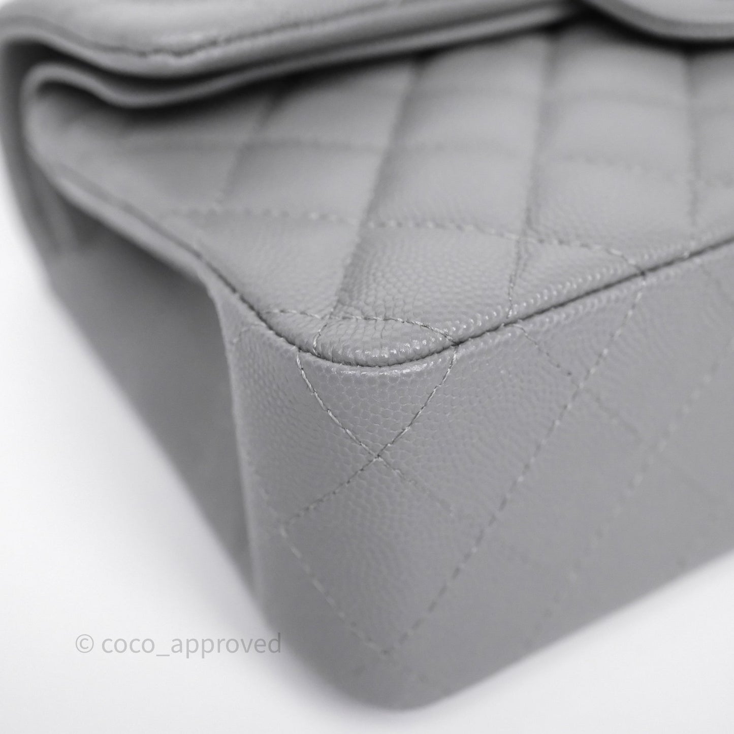 Chanel Small Classic Flap Quilted Grey Caviar Gold Hardware 20C