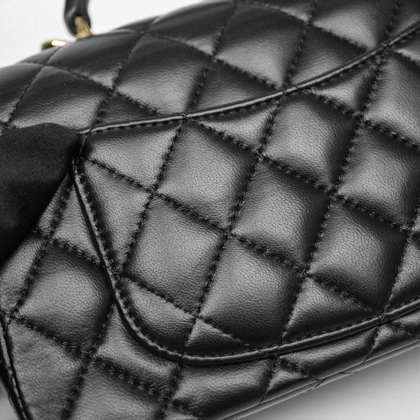 Chanel Top Handle Mini Rectangular Flap Black Lambskin Gold Hardware