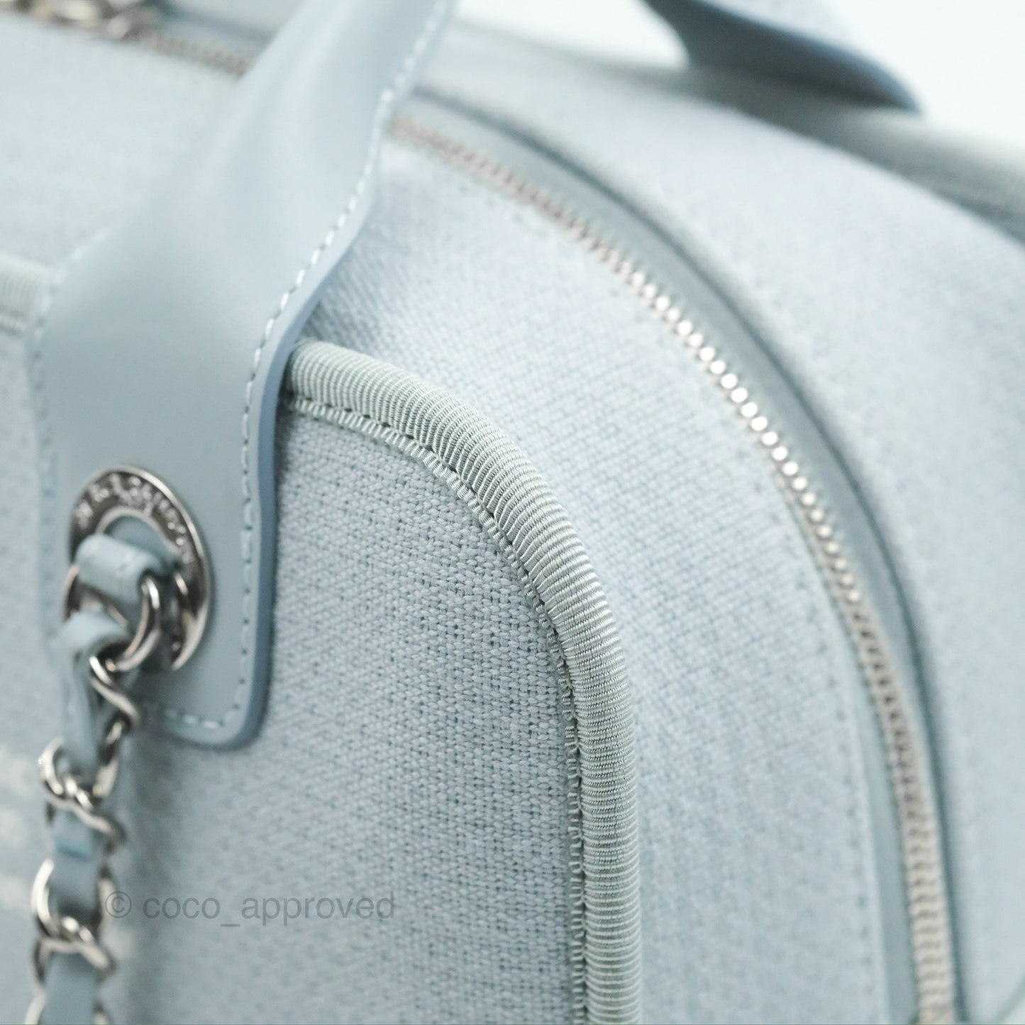 Chanel Deauville Bowling Bag Light Blue Silver Hardware 22c