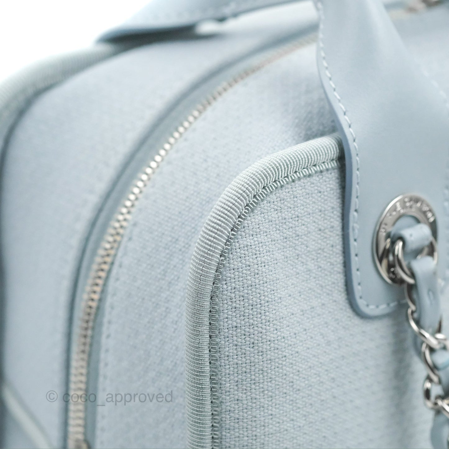 Chanel Deauville Bowling Bag Light Blue Silver Hardware 22c