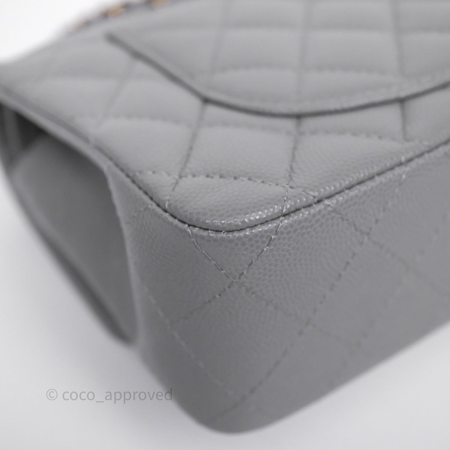 Chanel Small Classic Flap Quilted Grey Caviar Gold Hardware 20C