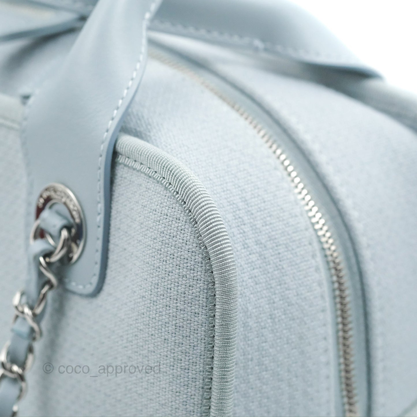 Chanel Deauville Bowling Bag Light Blue Silver Hardware 22c