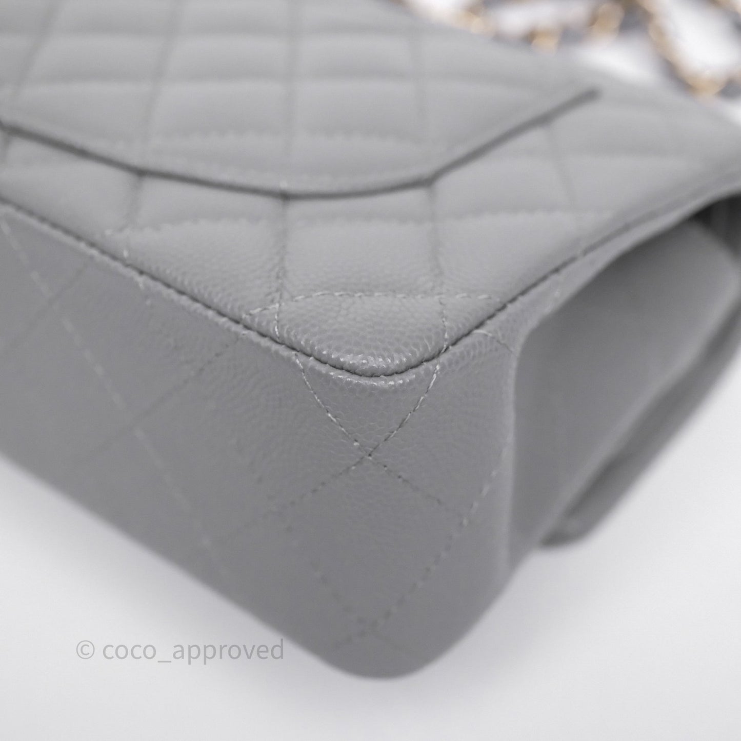 Chanel Small Classic Flap Quilted Grey Caviar Gold Hardware 20C