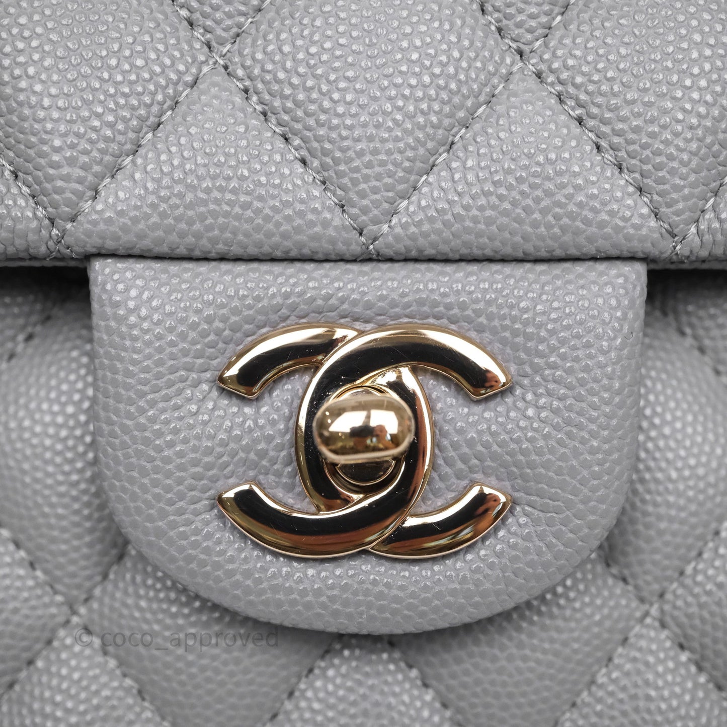 Chanel Small Classic Flap Quilted Grey Caviar Gold Hardware 20C