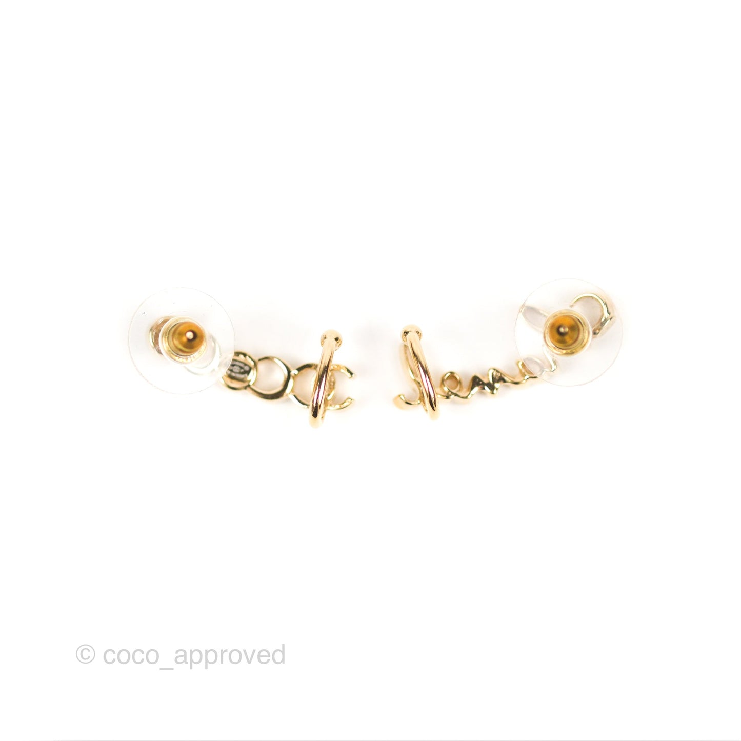 Chanel CC Coco Crystal Earrings Ear Clip Gold Tone 22P
