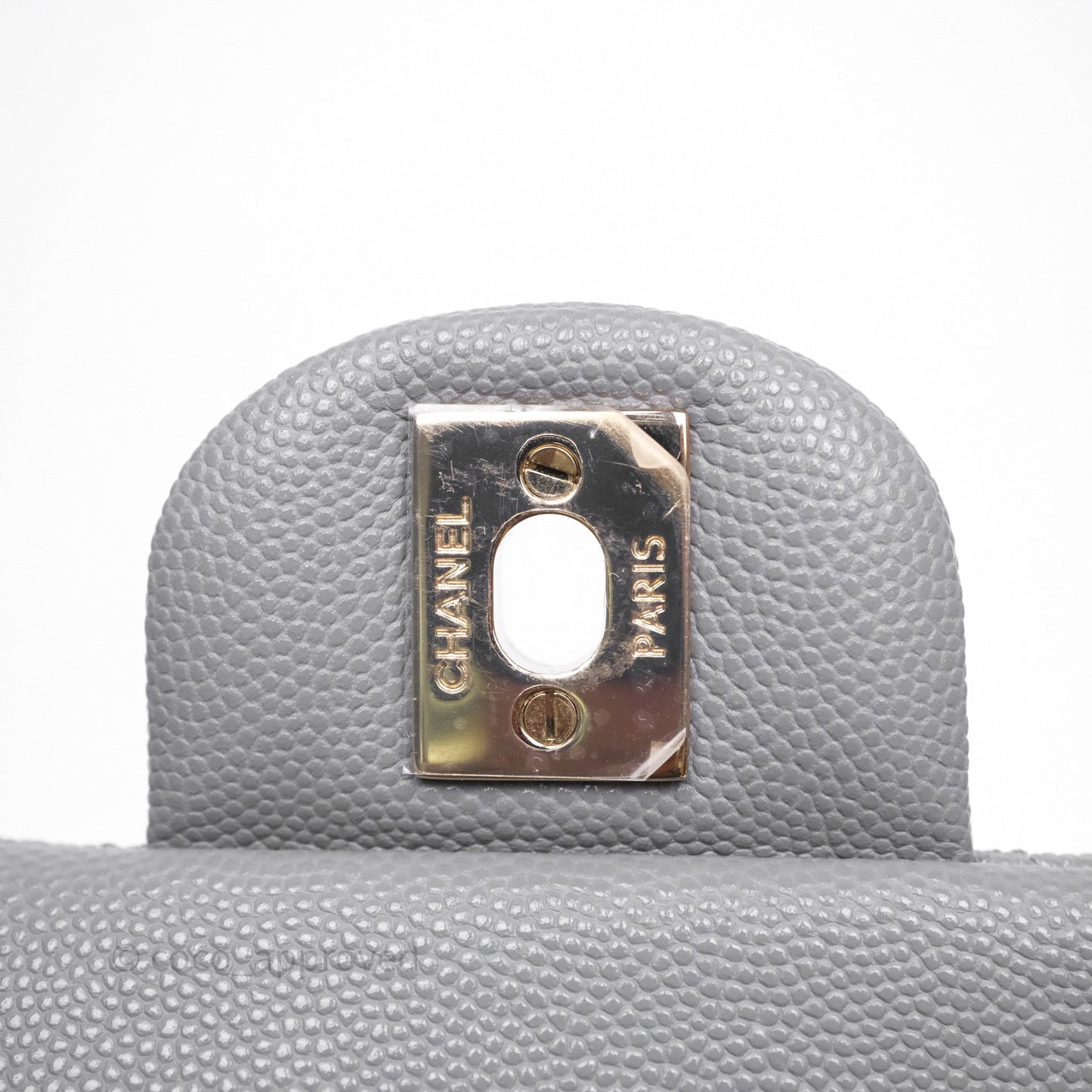 Chanel Small Classic Flap Quilted Grey Caviar Gold Hardware 20C