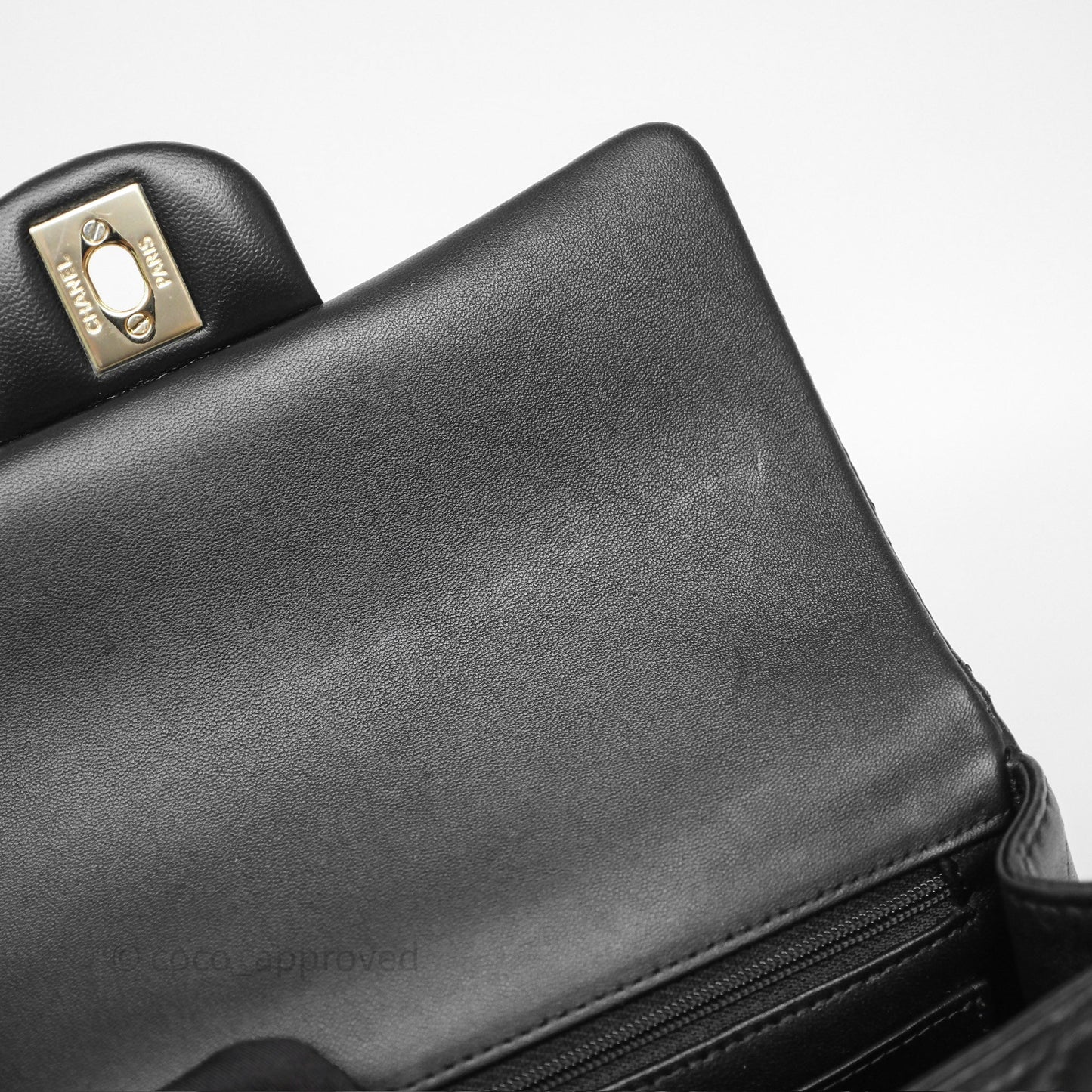 Chanel Top Handle Mini Rectangular Flap Black Lambskin Gold Hardware