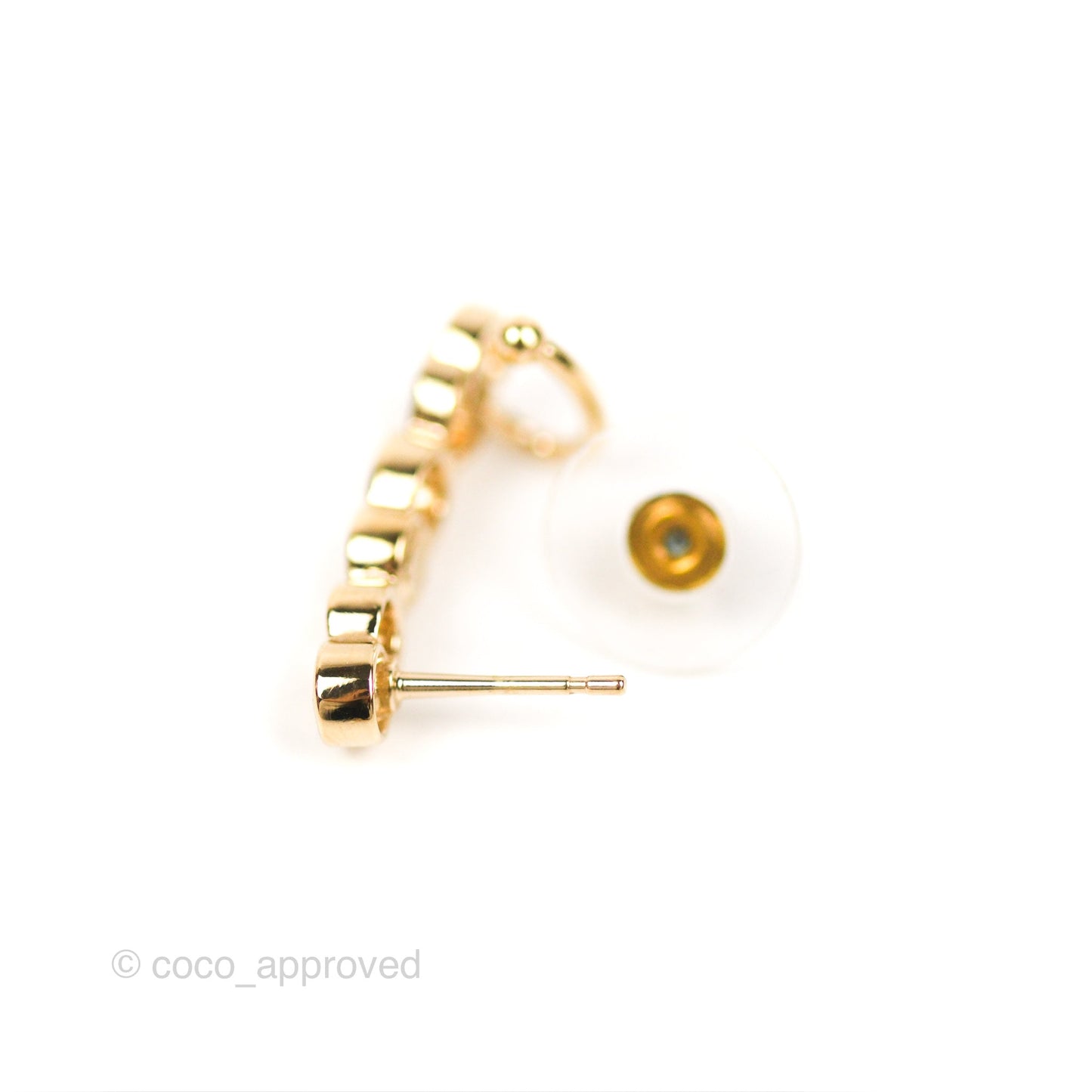 Chanel CC Coco Crystal Earrings Ear Clip Gold Tone 22P