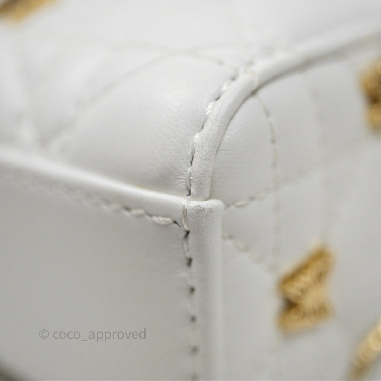 Christian Dior Medium Lady D-Joy Bag Butterfly White Lambskin Cannage Gold Hardware