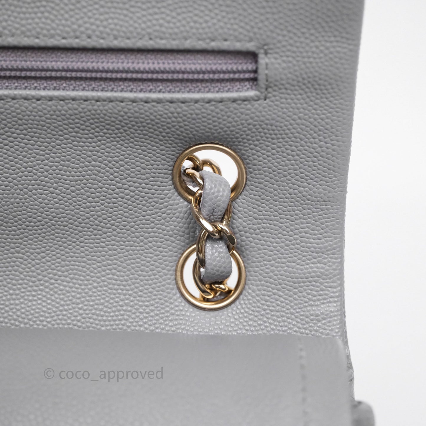 Chanel Small Classic Flap Quilted Grey Caviar Gold Hardware 20C