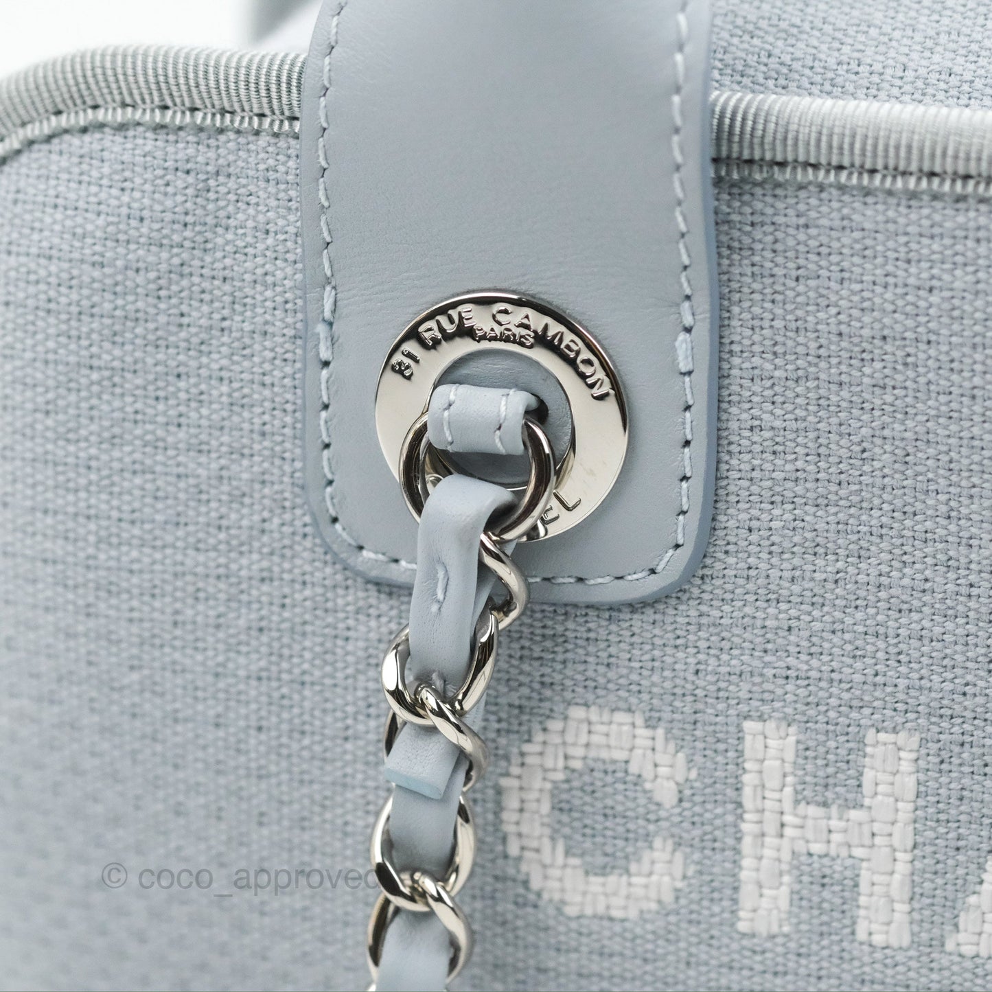 Chanel Deauville Bowling Bag Light Blue Silver Hardware 22c