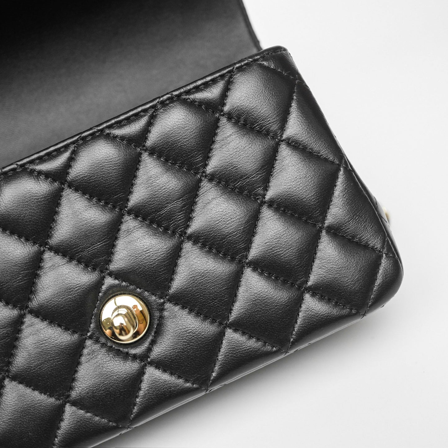 Chanel Top Handle Mini Rectangular Flap Black Lambskin Gold Hardware