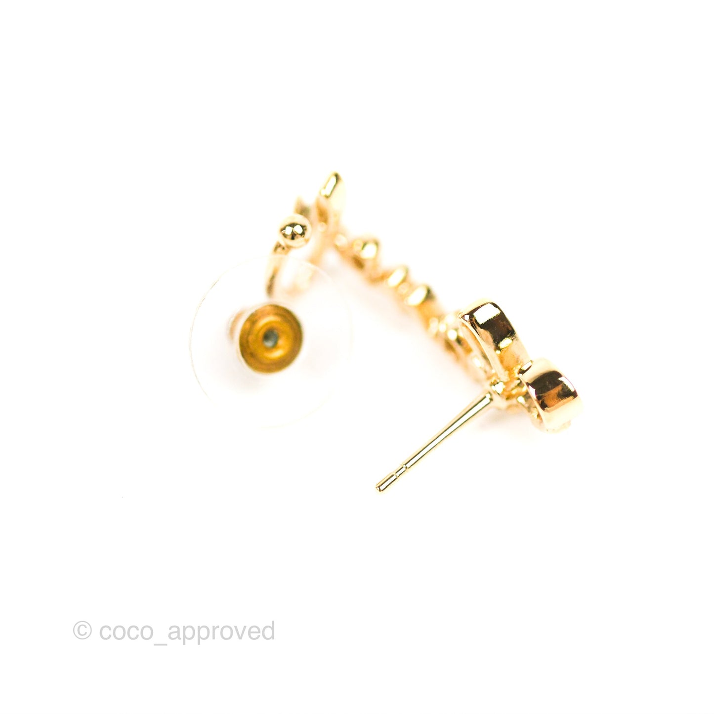 Chanel CC Coco Crystal Earrings Ear Clip Gold Tone 22P