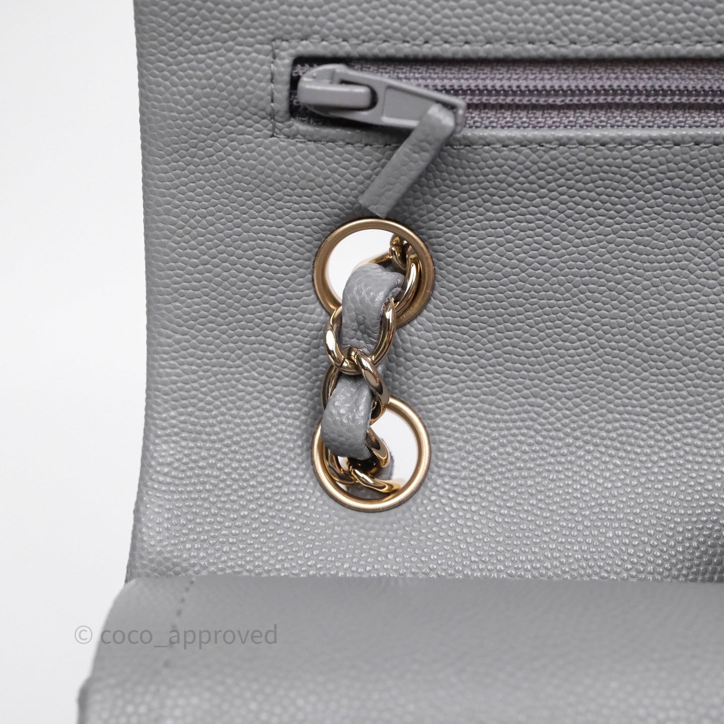 Chanel Small Classic Flap Quilted Grey Caviar Gold Hardware 20C