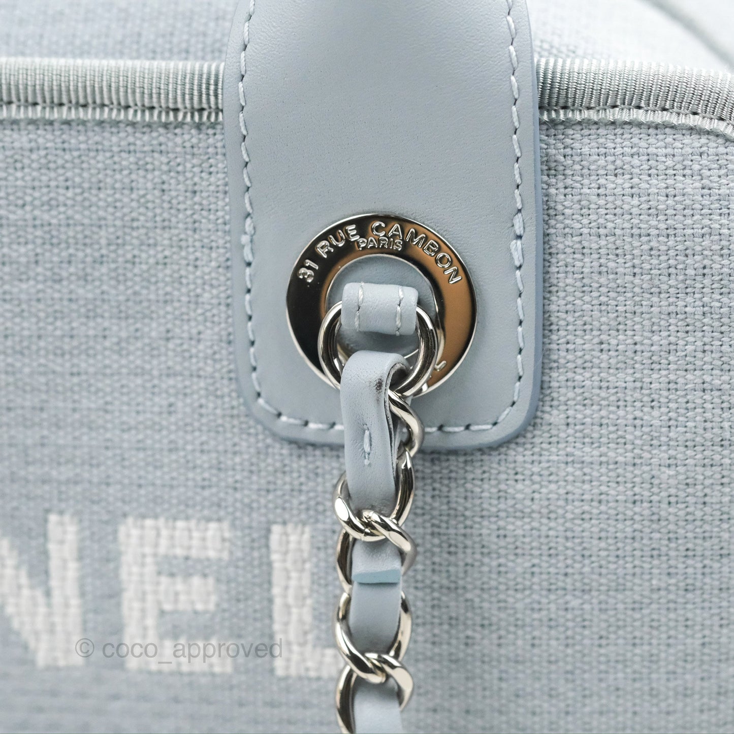 Chanel Deauville Bowling Bag Light Blue Silver Hardware 22c