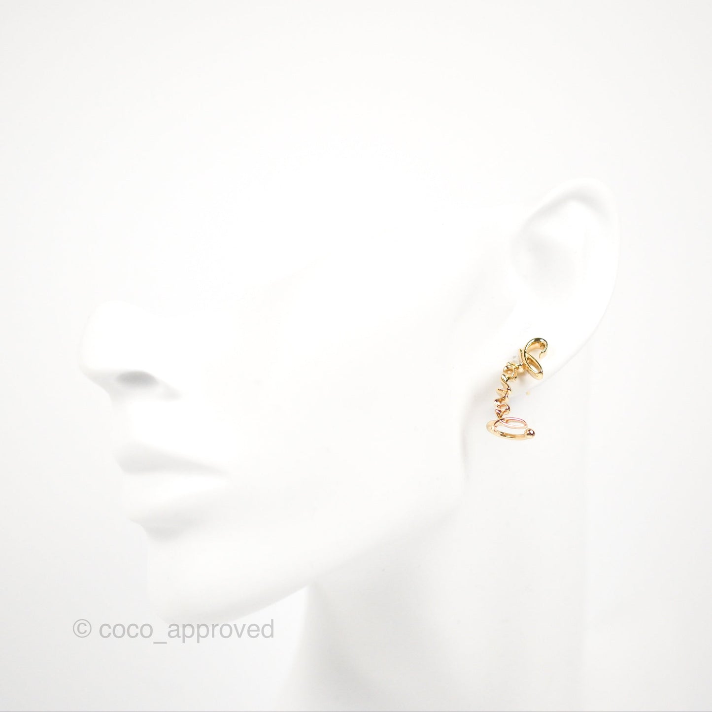 Chanel CC Coco Crystal Earrings Ear Clip Gold Tone 22P