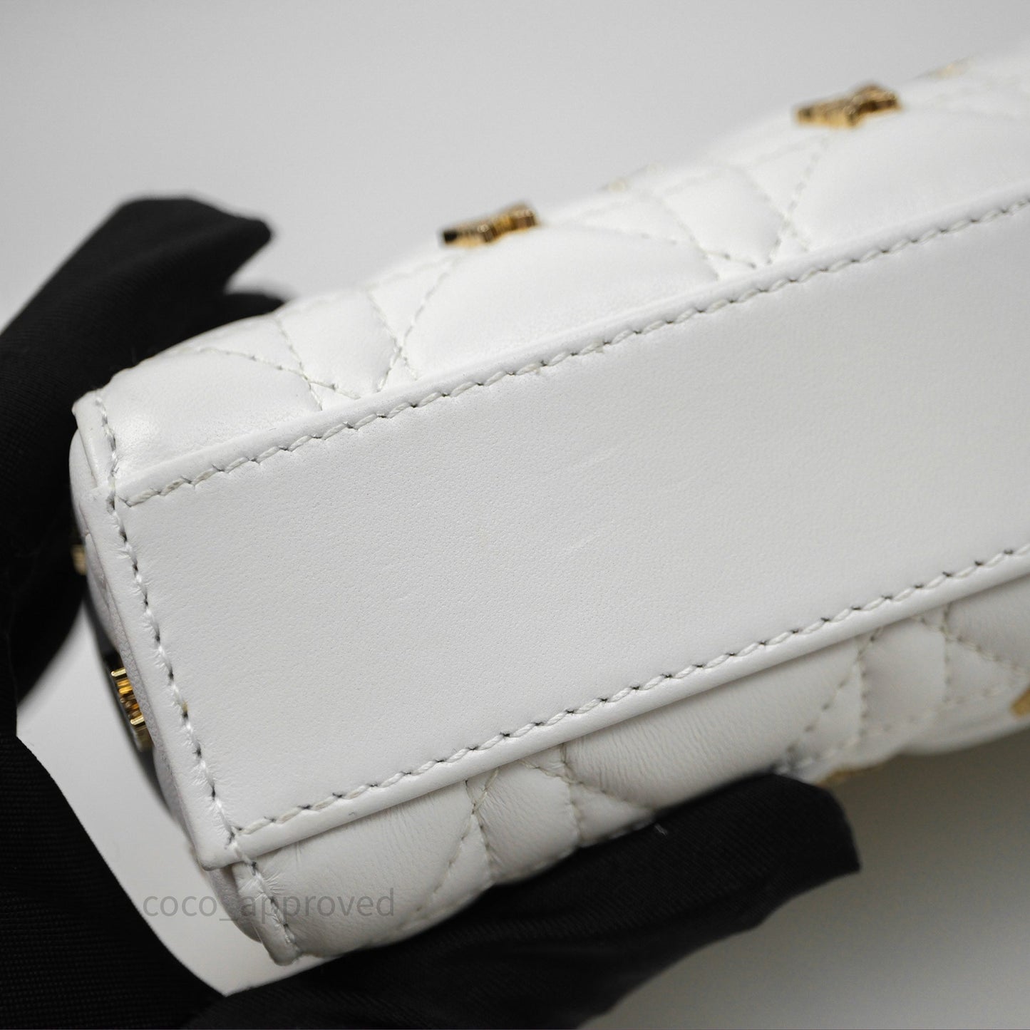 Christian Dior Medium Lady D-Joy Bag Butterfly White Lambskin Cannage Gold Hardware