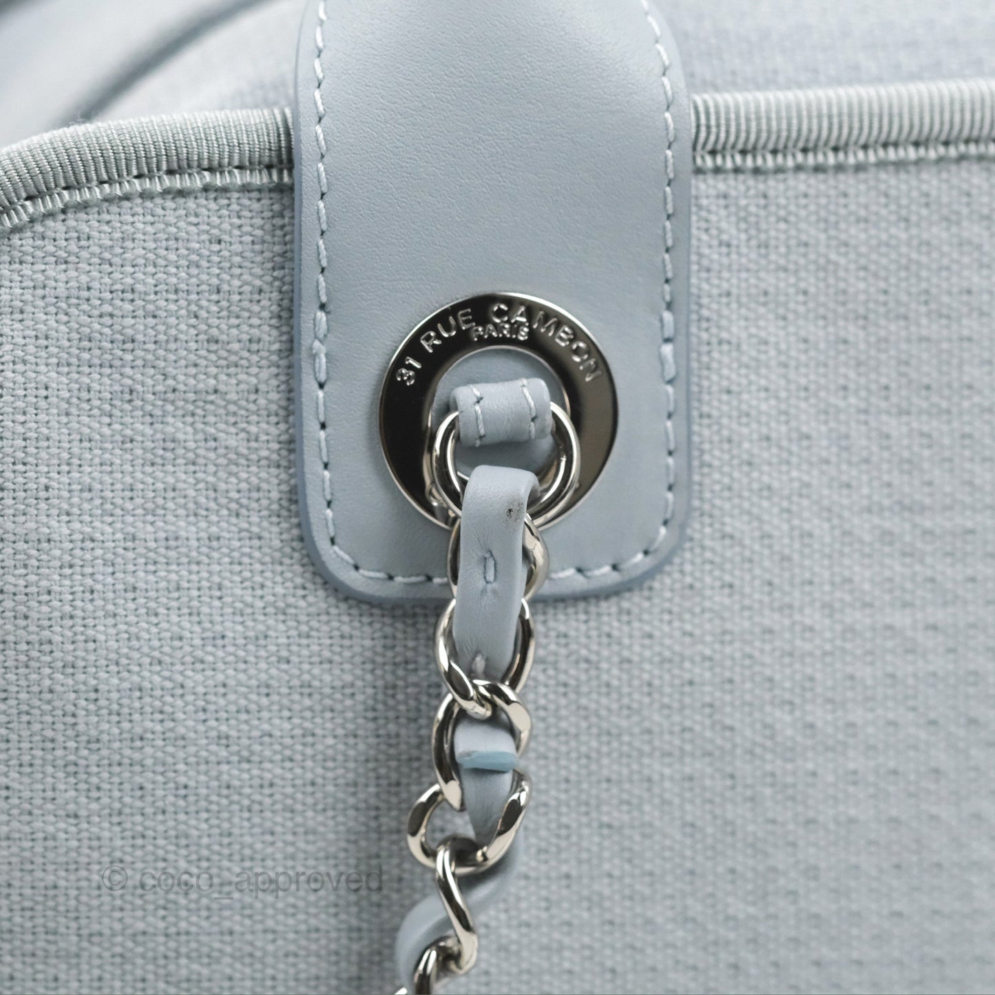 Chanel Deauville Bowling Bag Light Blue Silver Hardware 22c