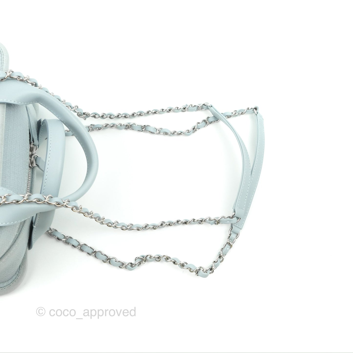 Chanel Deauville Bowling Bag Light Blue Silver Hardware 22c