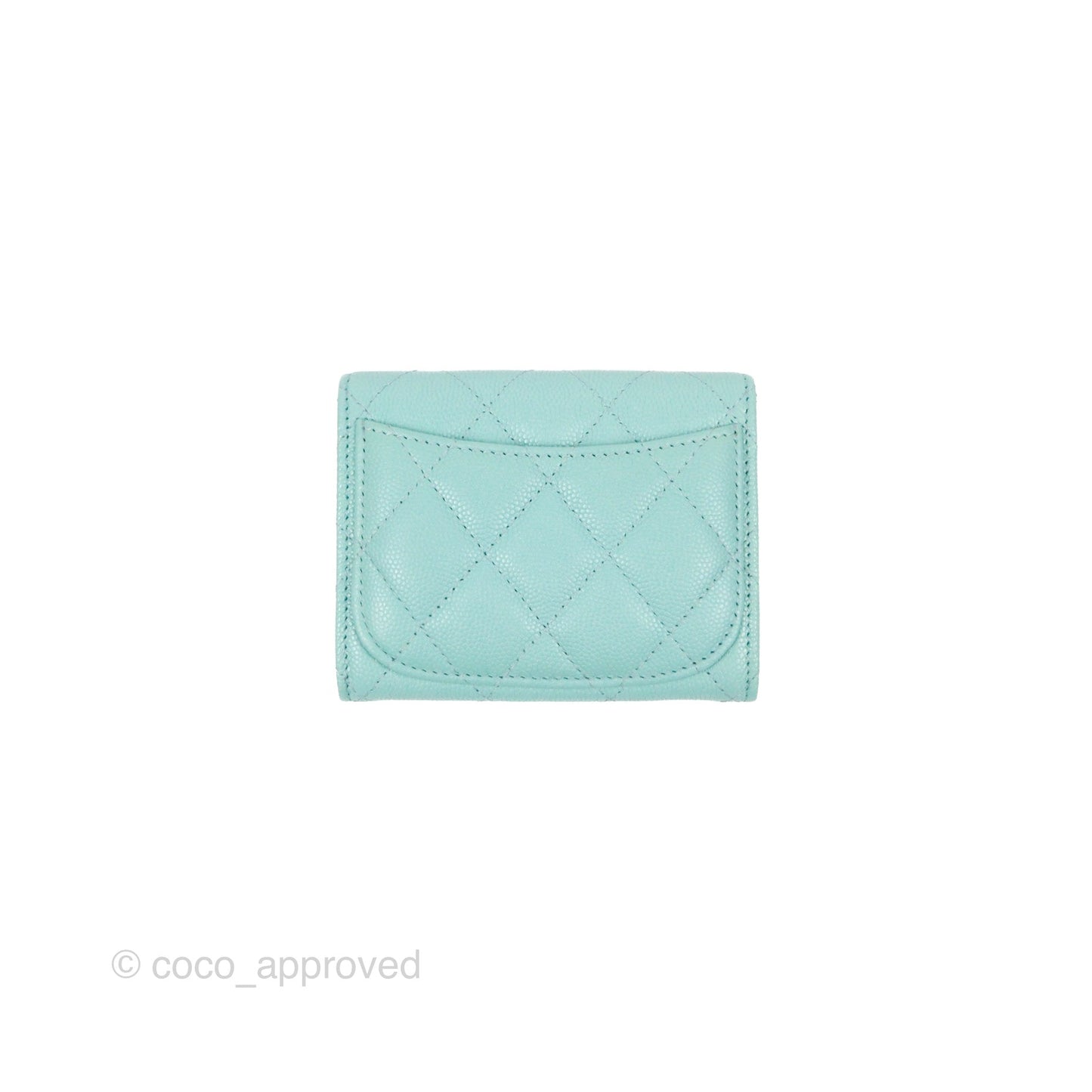 Chanel Classic Flap Coin Purse Tiffany Blue Caviar Silver Hardware