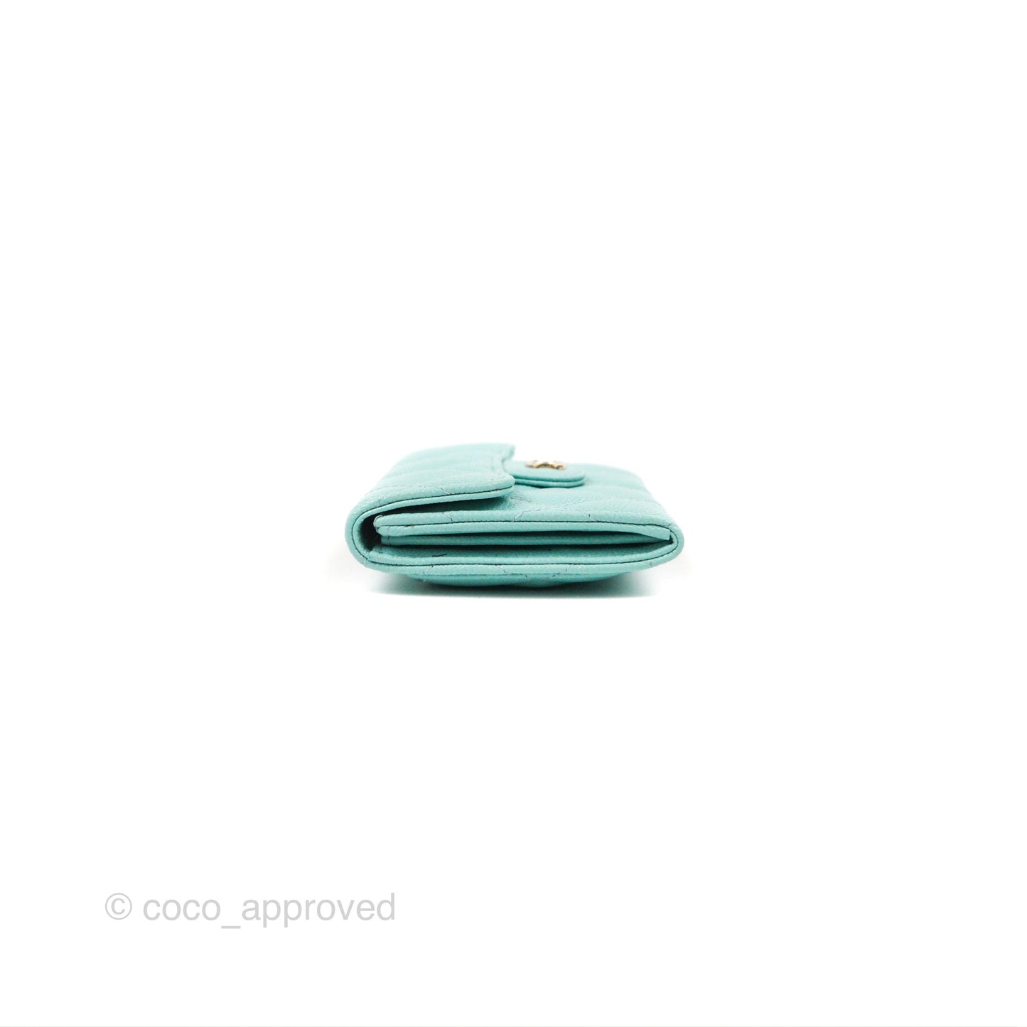 Chanel Classic Flap Coin Purse Tiffany Blue Caviar Silver Hardware