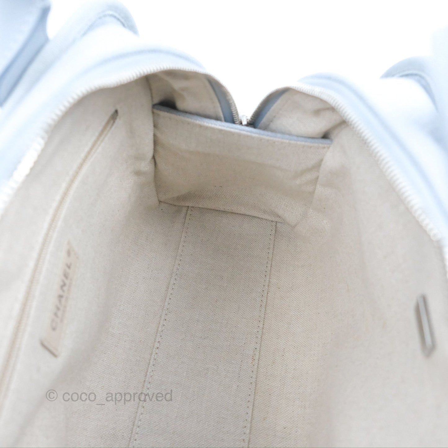 Chanel Deauville Bowling Bag Light Blue Silver Hardware 22c