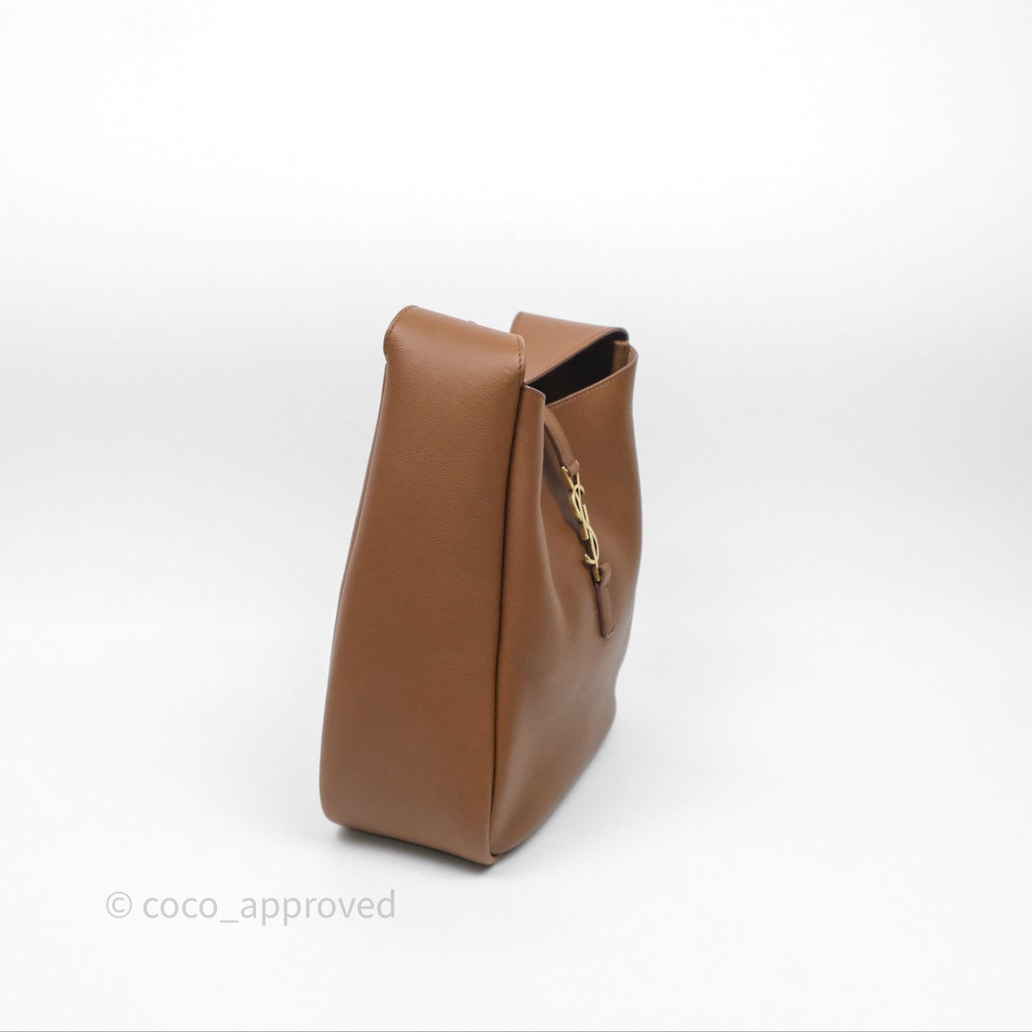 Saint Laurent LE 5 à 7 Supple Small Brown Grained Leather Gold Hardware