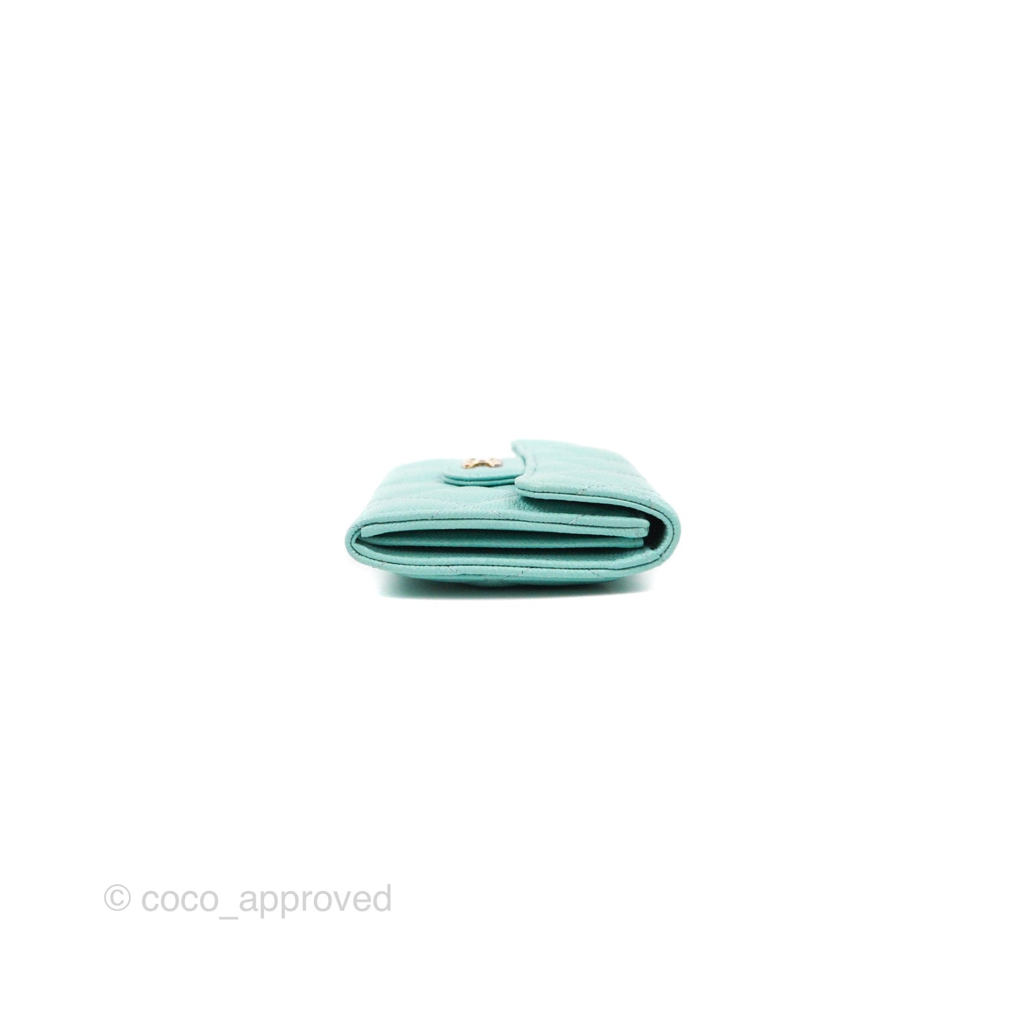 Chanel Classic Flap Coin Purse Tiffany Blue Caviar Silver Hardware